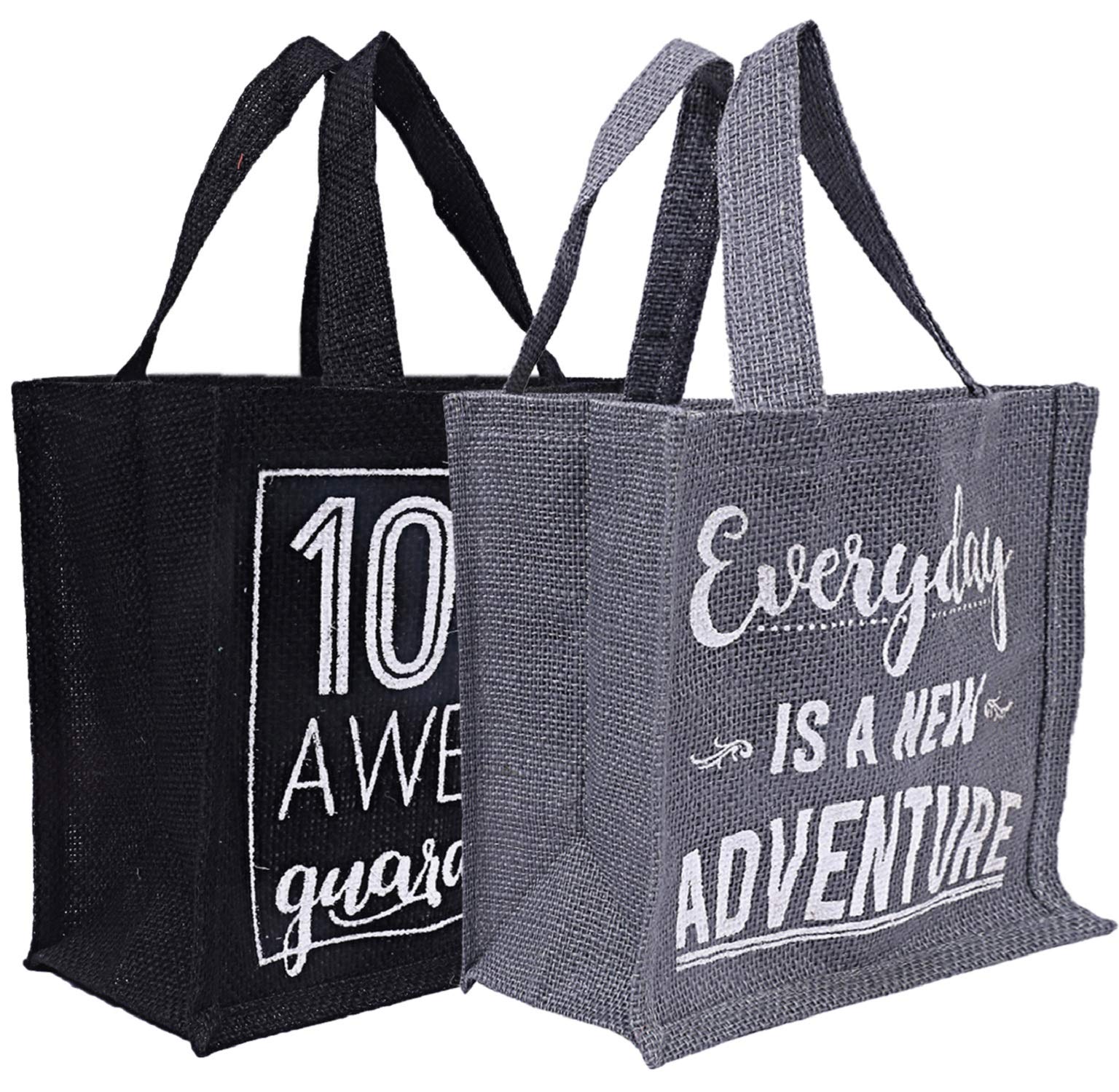 2 Pieces Men's and Women's Reusable EcoFriendly Multipurpose Jute Hand Bag (Grey & Black),CTKTLUG923