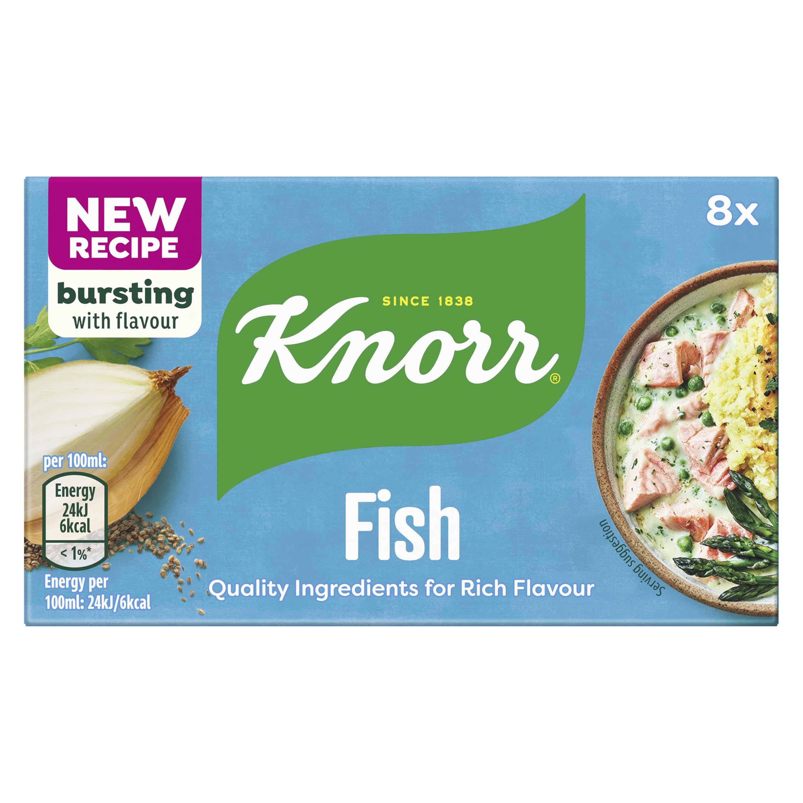 Knorr Fish Stock Cubes with an improved recipe for richer flavour in your dishes gluten-free fish stock 8x 10 g