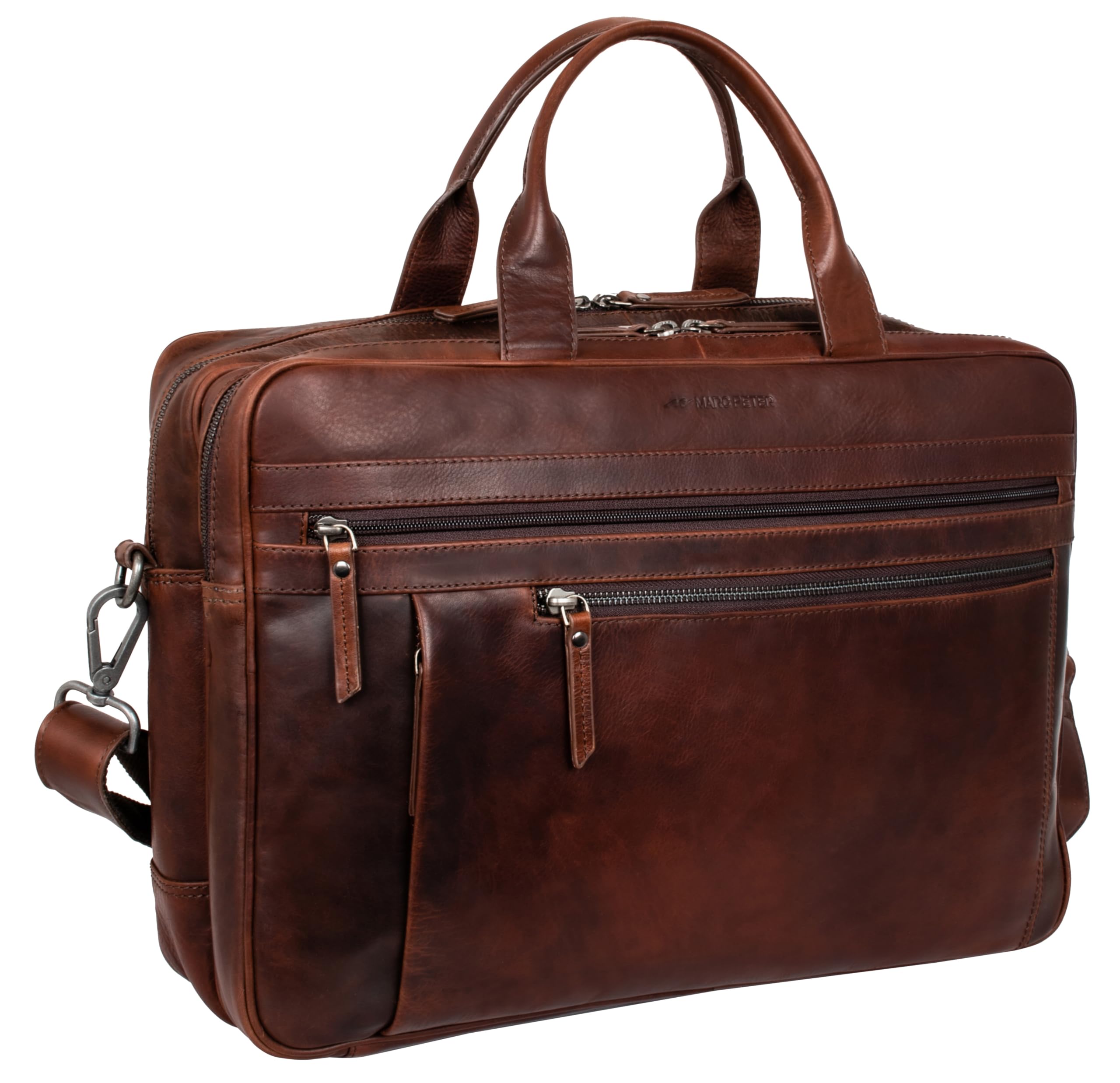 Marc Peter Laptoptasche Los Angeles I Leder Umhängetasche für 15.6 zoll Laptop I Aktentasche für Notebook I Tasche für Damen und Herren