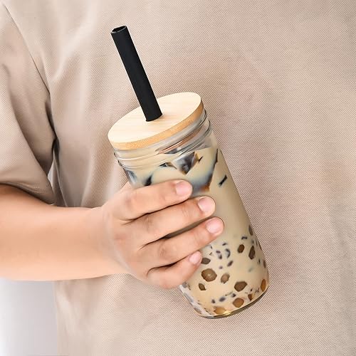 Miniatura 5 de ALINK Paquete de 10 pajitas de silicona reutilizables negras, 2 pajitas Boba de silicona grandes, 8 pajitas largas para batidos de 30 onzas y 20