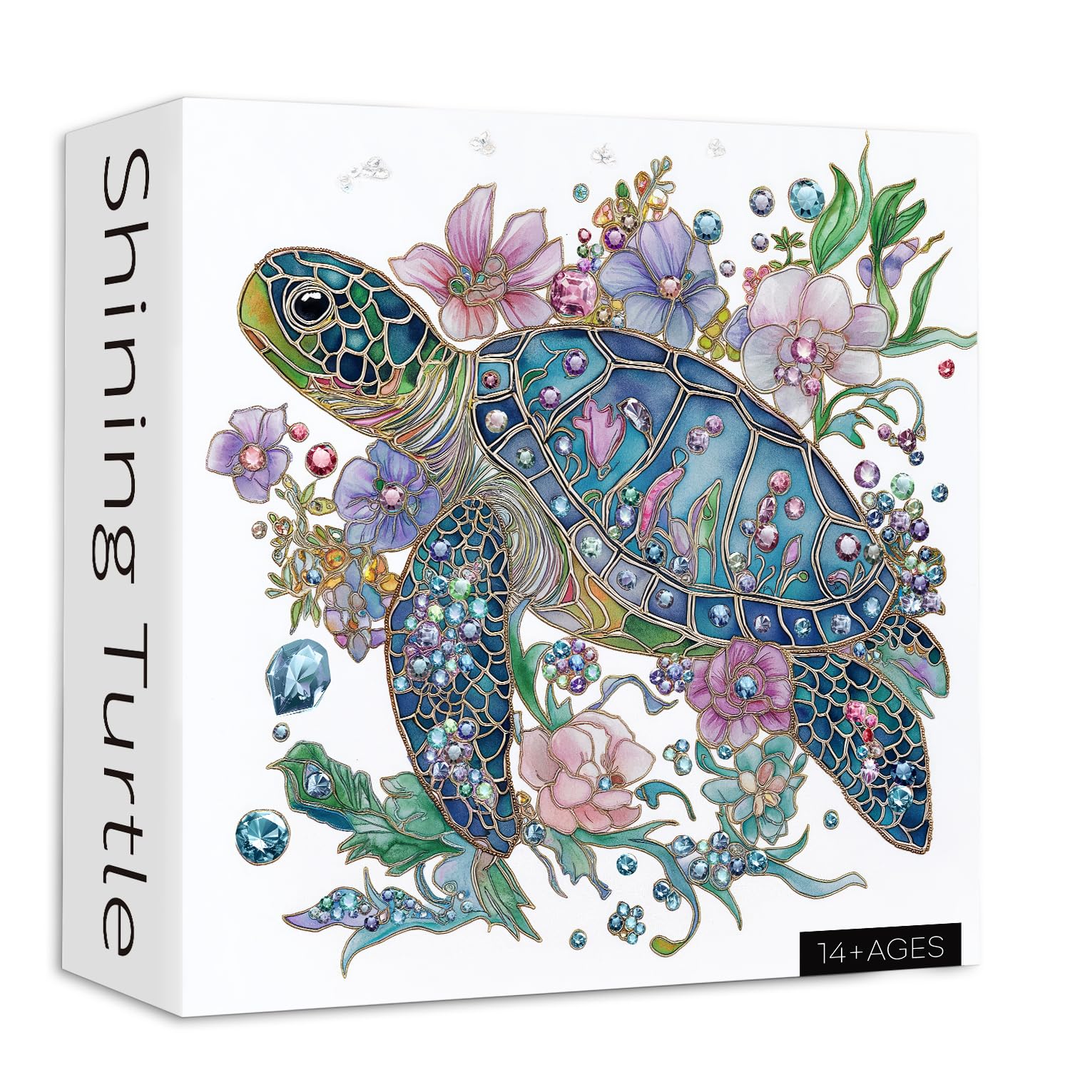 Sea Turtle 1000 Piece Puzzle for Adults, PICKFORU Shining Turtle Jigsaw Puzzle 1000 Pieces, Stained Glass Style Nature Art Puzzles as Home Decor
