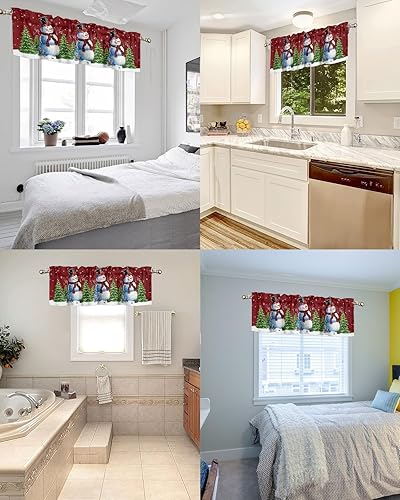 Miniatura 5 de Juego de 2 cortinas de cocina otoñales con diseño de hojas de arce y Acción de Gracias, cenefas cortas de café naranja con bolsillo para barra de 3