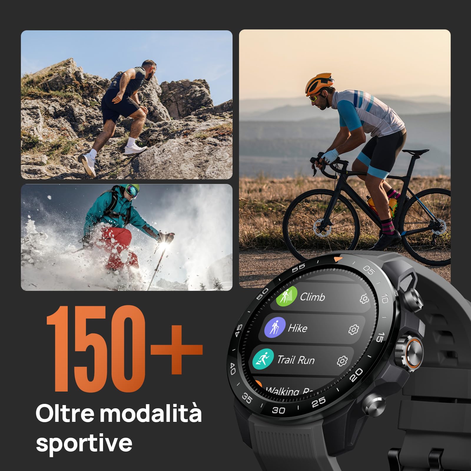 Mibro GS Explorer S GPS militare Smartwatch con Bi-Band GNSS,10 ATM Impermeabile per Subacquea, Autonomia 20 Giorni e Chiamate Bluetooth,1,32"AMOLED Perfetto per Avventura,Corsa,Ciclismo e Trekking