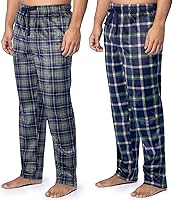 Fruit of the Loom Men's Microsuede Fleece Sleep Pajama Pants 2-Pack - Ultra-Soft Warm Plaid Lounge Pants for Cozy Nights