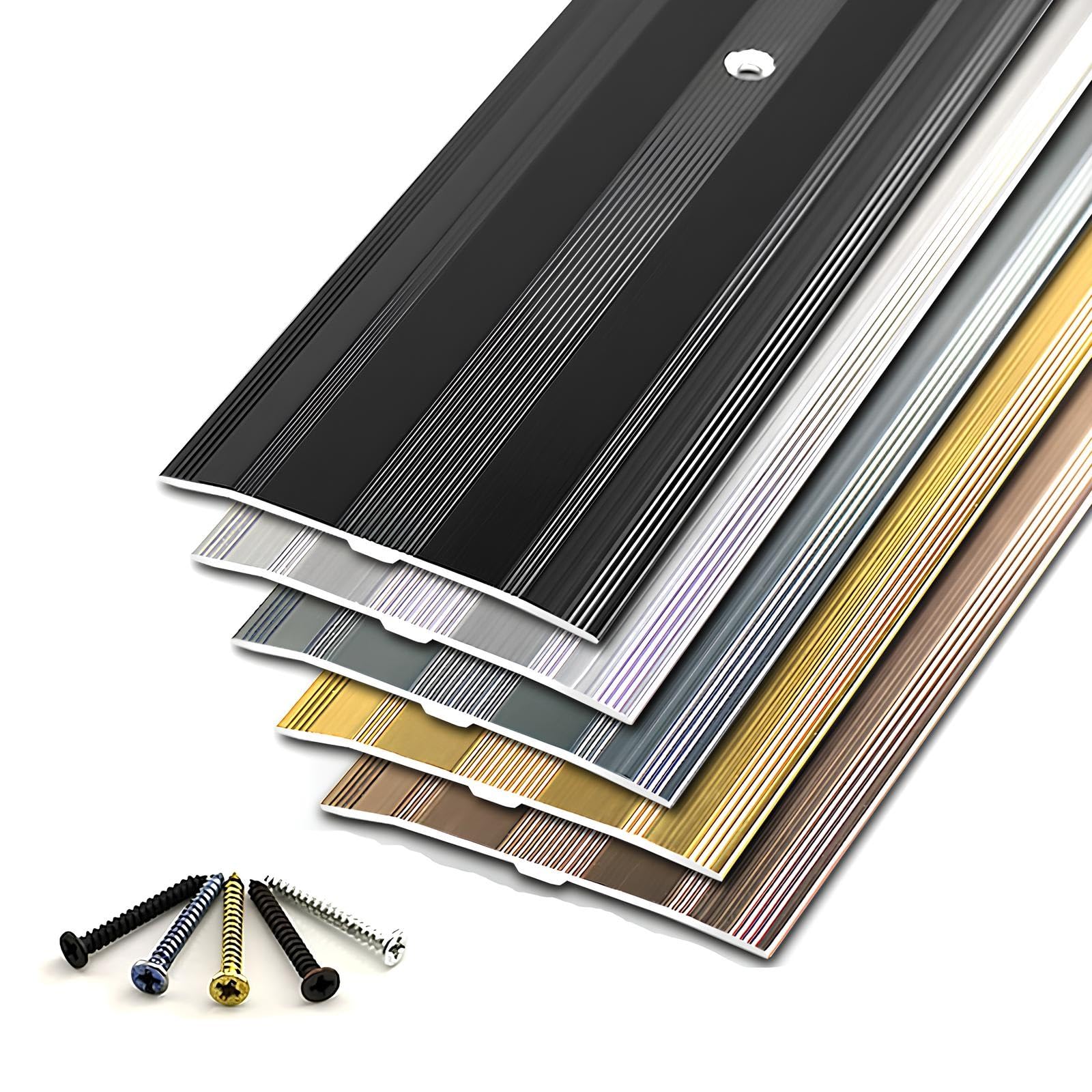 Aluminum Floor Transition Strip 90cm/100cm/120cm/130cm/150cm Long Metal Door Threshold Carpet Trim w/Screw Nails(Rose Gold,140cm/55.1in)