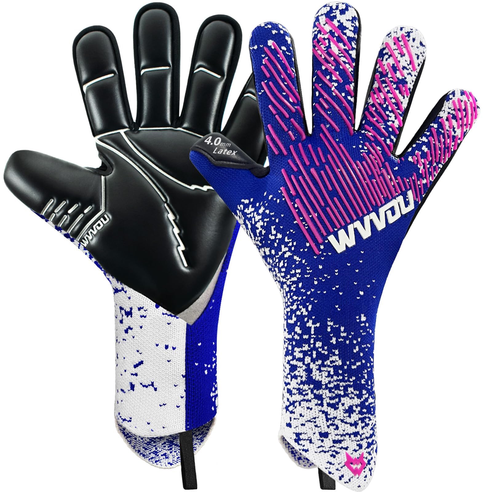 WVVOU Gants de Gardien de But, Gants de Gardien de But Hommes, Gants de Gardien de But Enfants Adolescents, Gants de Football, 4+3mm Latex Super Grip pour Les Plus durs