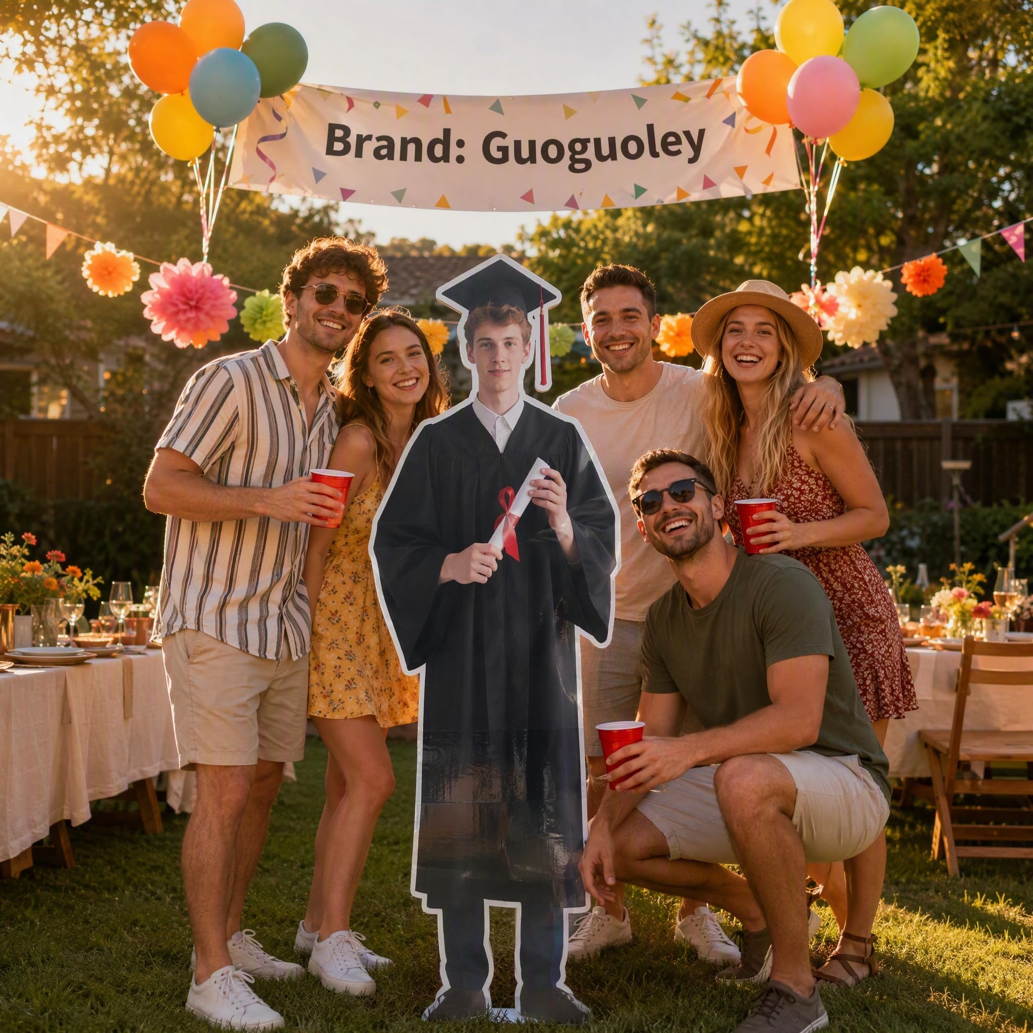 Personalisierter lebensgroßer Pappaufsteller aus wetterfestem Karton - Mit Ihrem eigenen Foto für Geburtstag, Hochzeit oder Partys. Inkl. Aufstellvorrichtung