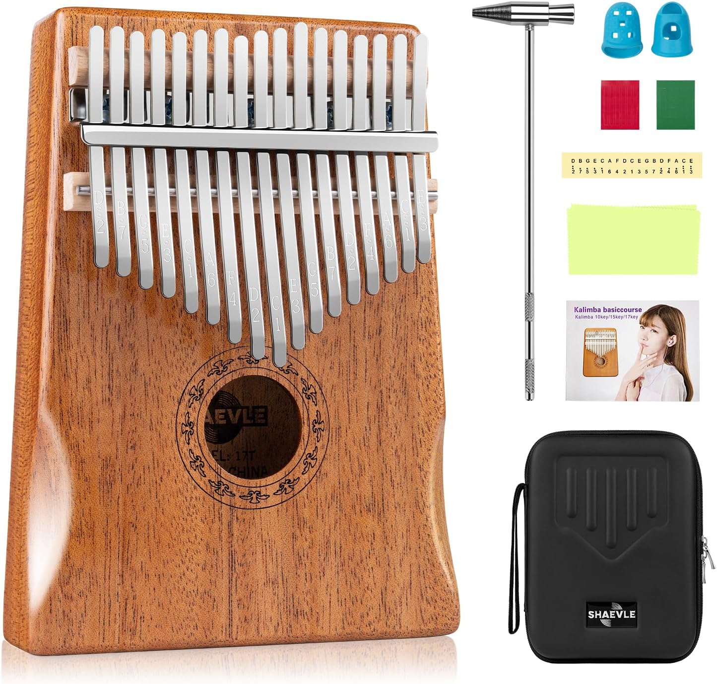 Kalimba 17 Keys Thumb Piano, Mbira Finger Piano with Carrying Case, Tune Hammer, Songbook - Musical Instruments Gift for Kids Adult Beginners