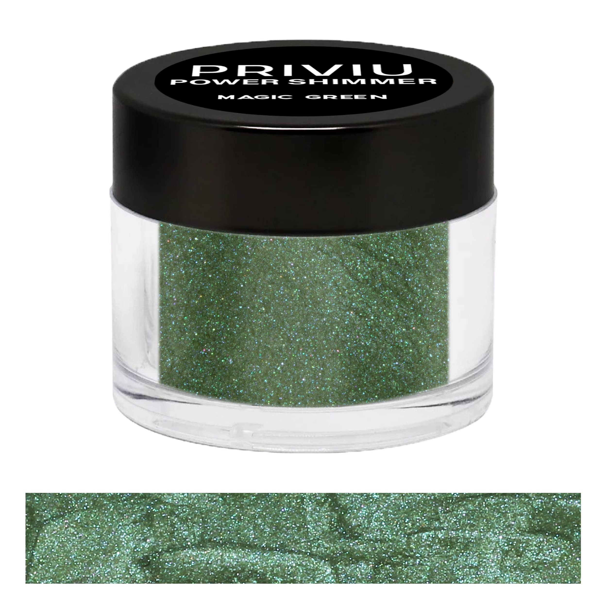 PRIVIU Power Shimmer Metallic Eye Makeup Loose Glitter Eyeshadow Powder (Talc Free), 20 Magic Green, 3g-image-40