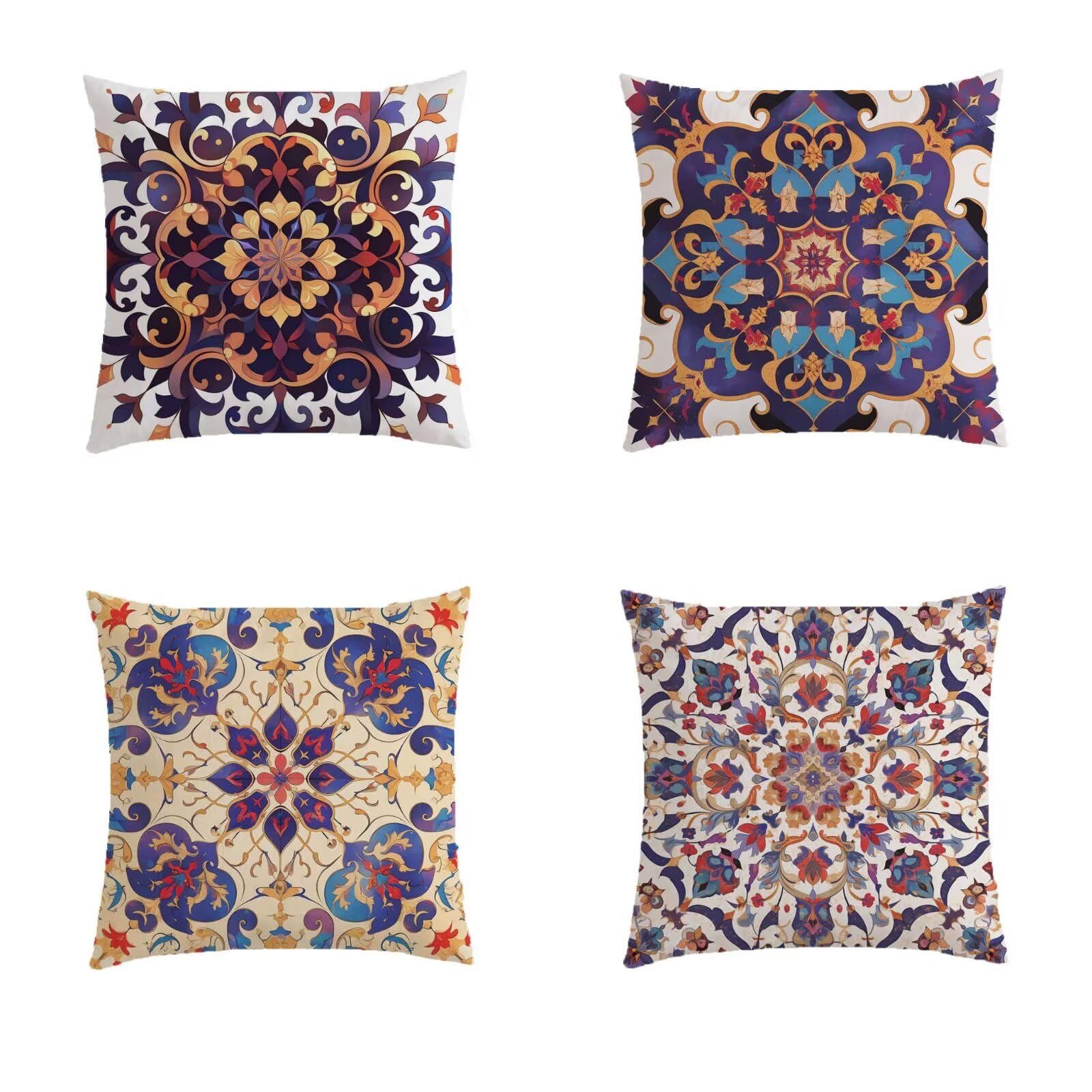 Housse de coussin 80x80cm bleu marine lot de 4 carrés pour l'extérieur