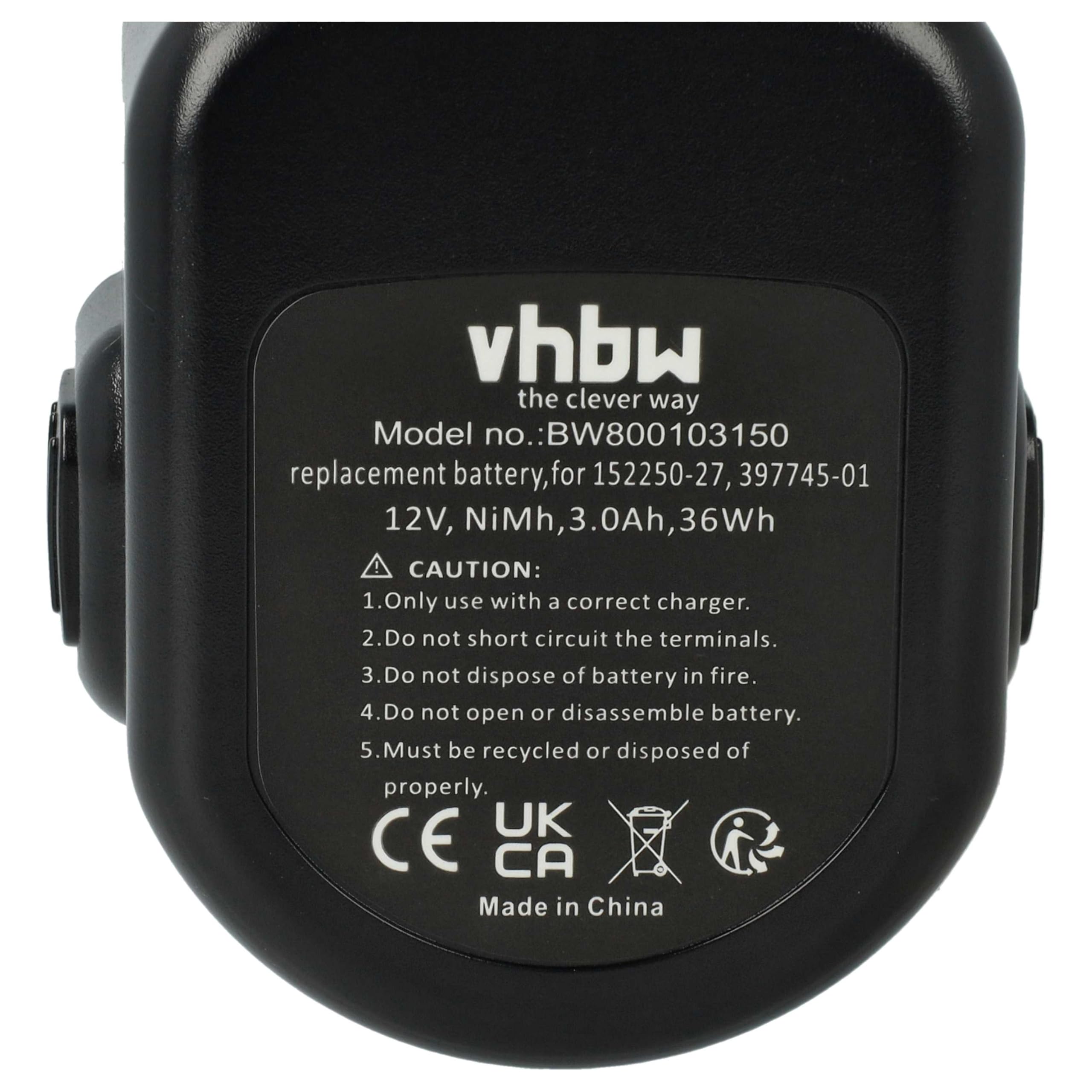 vhbw 3x batteria sostituisce Rems 571510, 571513, 571510 R12 per utensile elettrico (3000 mAh, NiMH, 12 V)