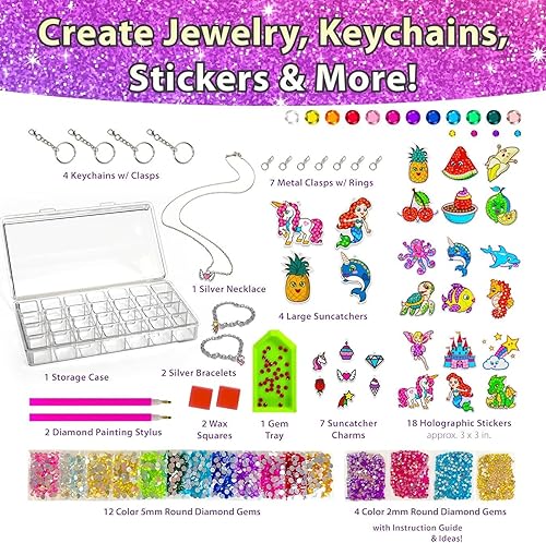 Miniatura 2 de BRYTE Mochila Bling Kit - Multicolor, más de 4 años, 16 compartimentos - Estuche de arte de diamantes para niños, juego de arte de gemas de