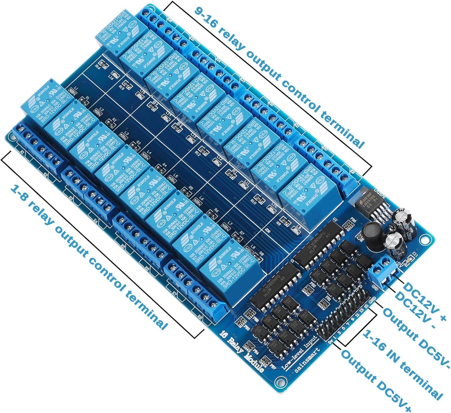 SainSmart 16-Channel Canal 12V Relay Relais Module pour Arduino DSP AVR PIC ARM