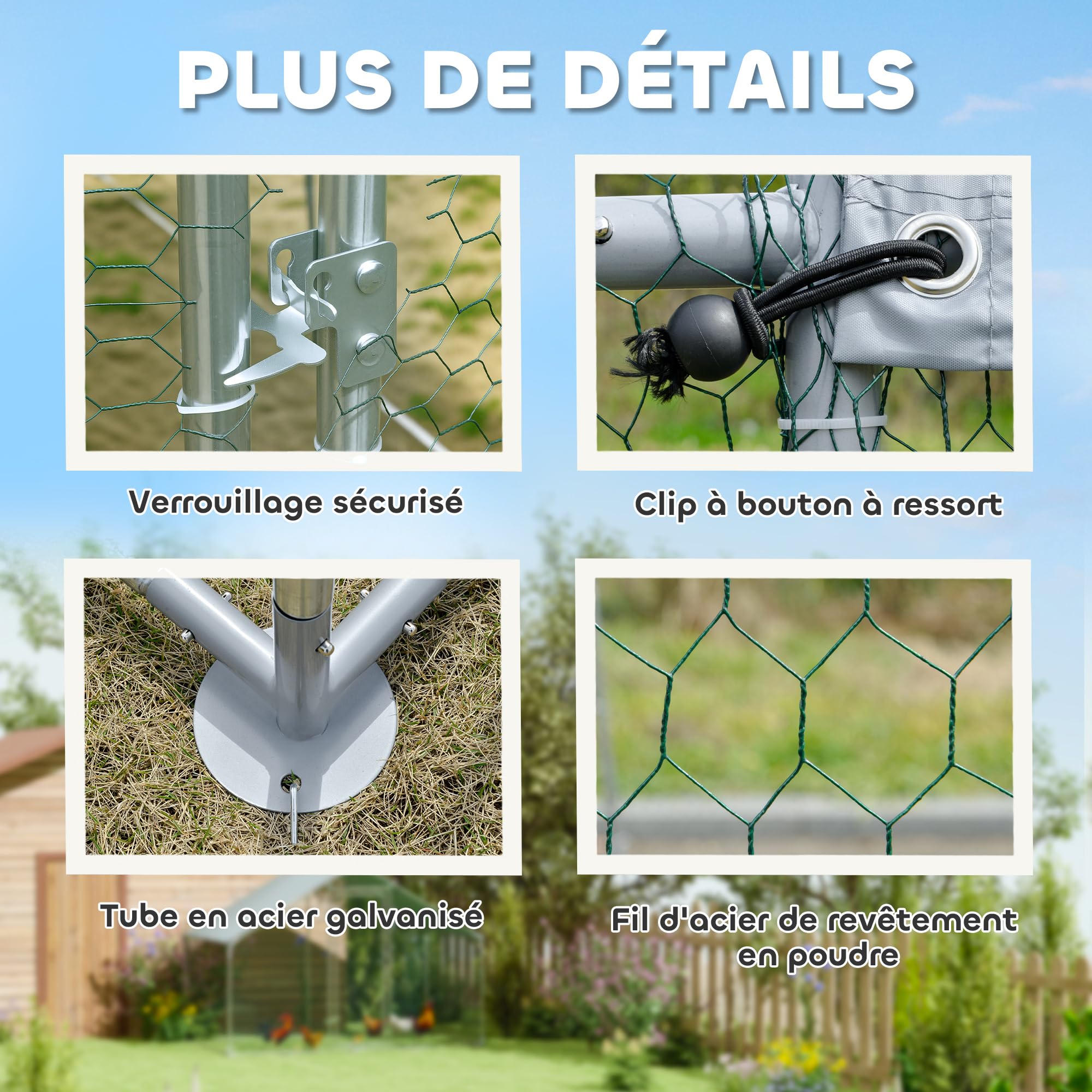 PawHut Kippenren 10,2 m² 3 x 3,4 x 1,9 m met UV-bestendig waterdicht PawHut Kippenren 10,2 m² 3 x 3,4 x 1,9 m met UV-bestendig waterdicht