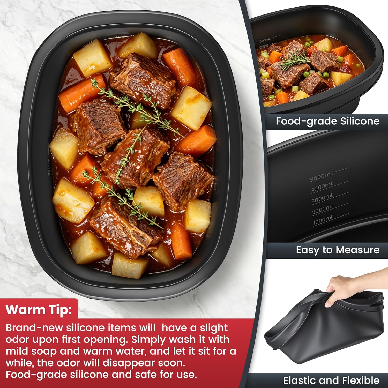 Silicone Slow Cooker Liners fit Ninja Foodi Possible Cooker PRO | PLUS 8.5 Quart MC1000, MC1001, MC1010 Series, 100% Silicone Reusable Crock Pot Liners for Slow Cookers Accessories,Dishwasher Safe