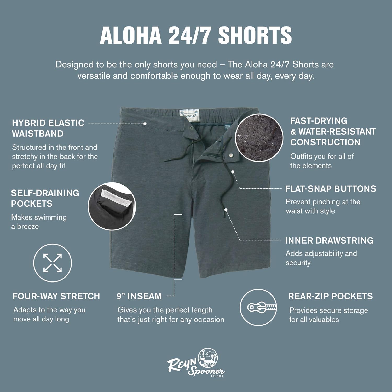 Reyn Spooner Men's 4-Way Stretch Hybrid Aloha 24/7 Performance Shorts - Image 5