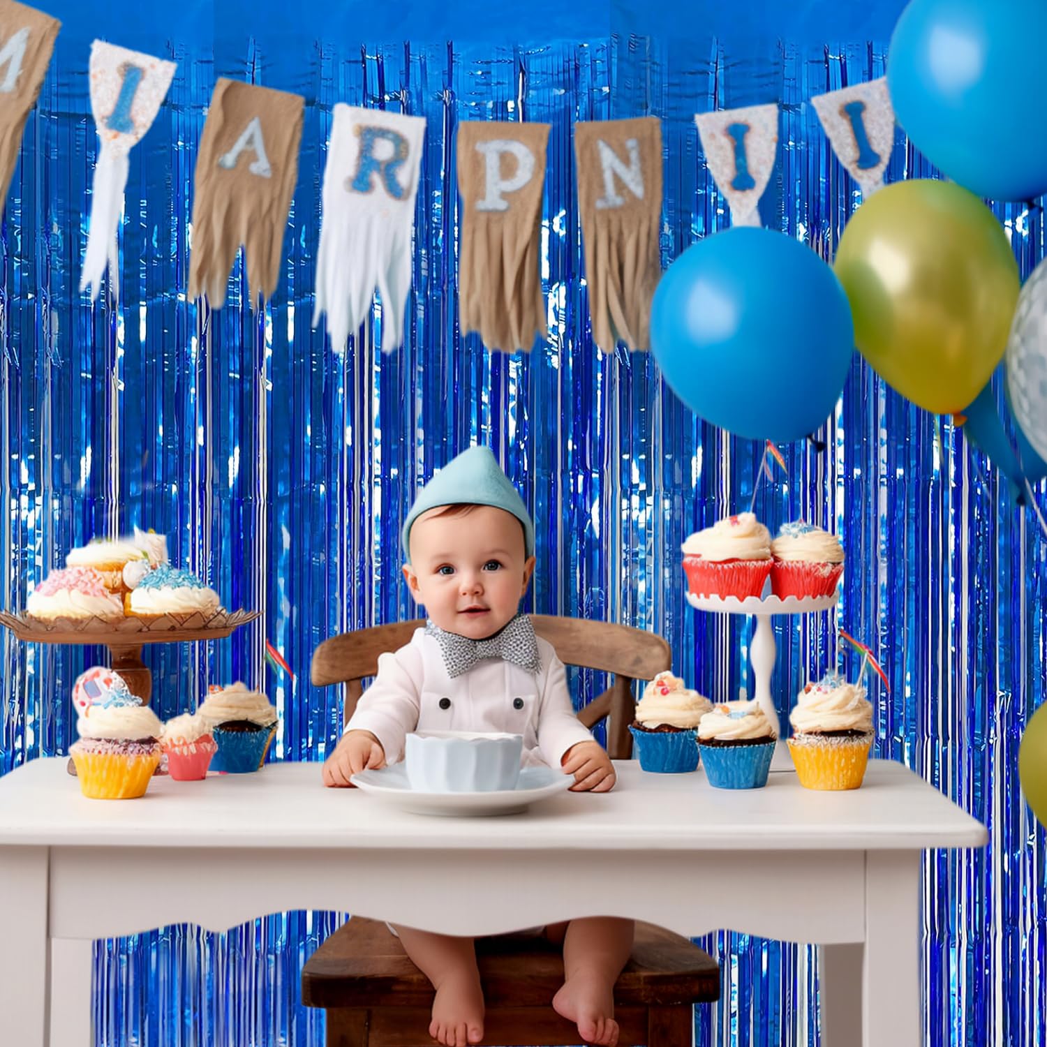 Blue Fringe Backdrop - Birthday Party Decorations -2 Blue Fringe Backdrop - Birthday Party Decorations -2