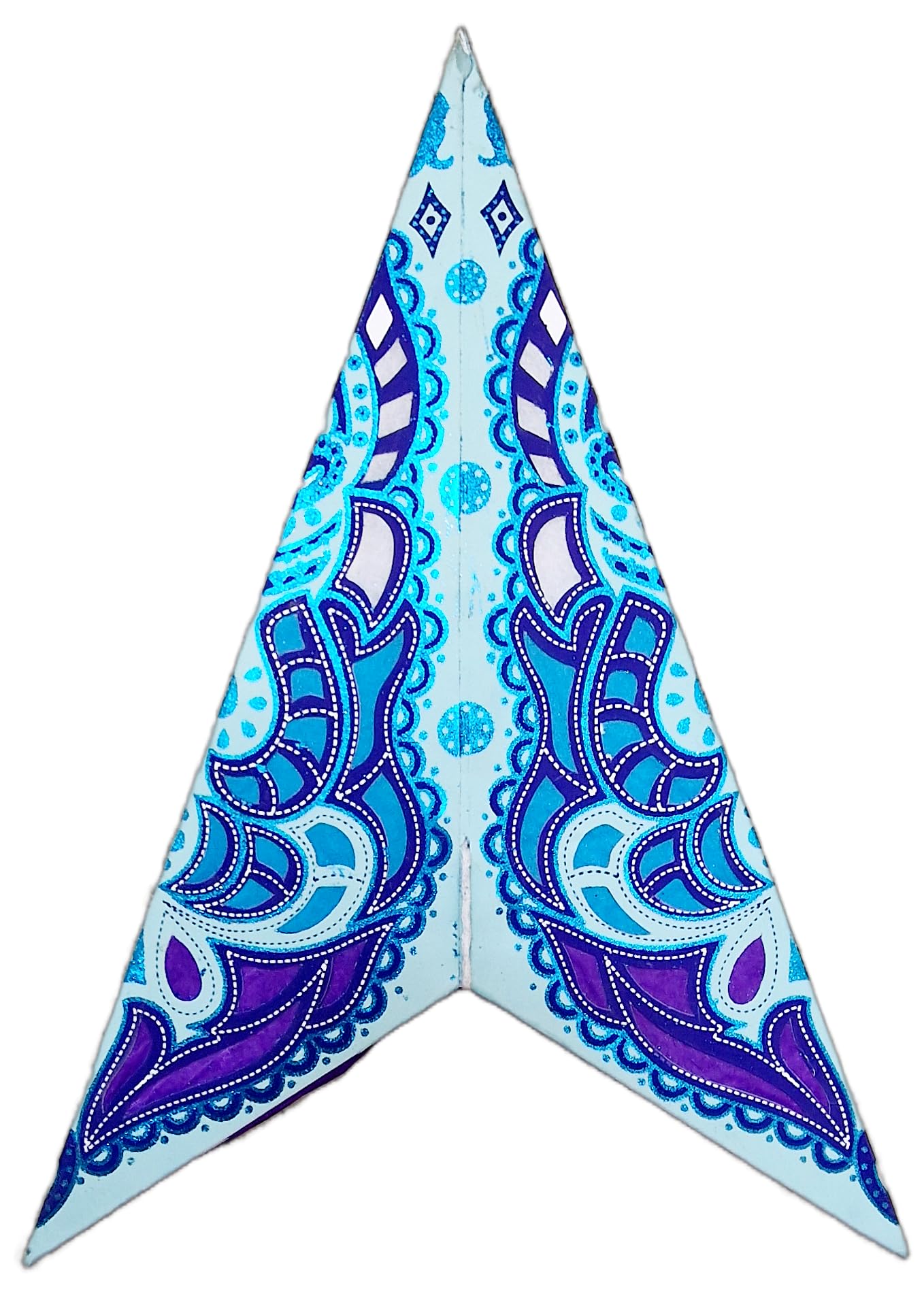 Papierstern-Laterne – 7-zackig, 60 Cm Durchmesser, Glitzer In Blau/Lila, Für Weihnachten & Partys