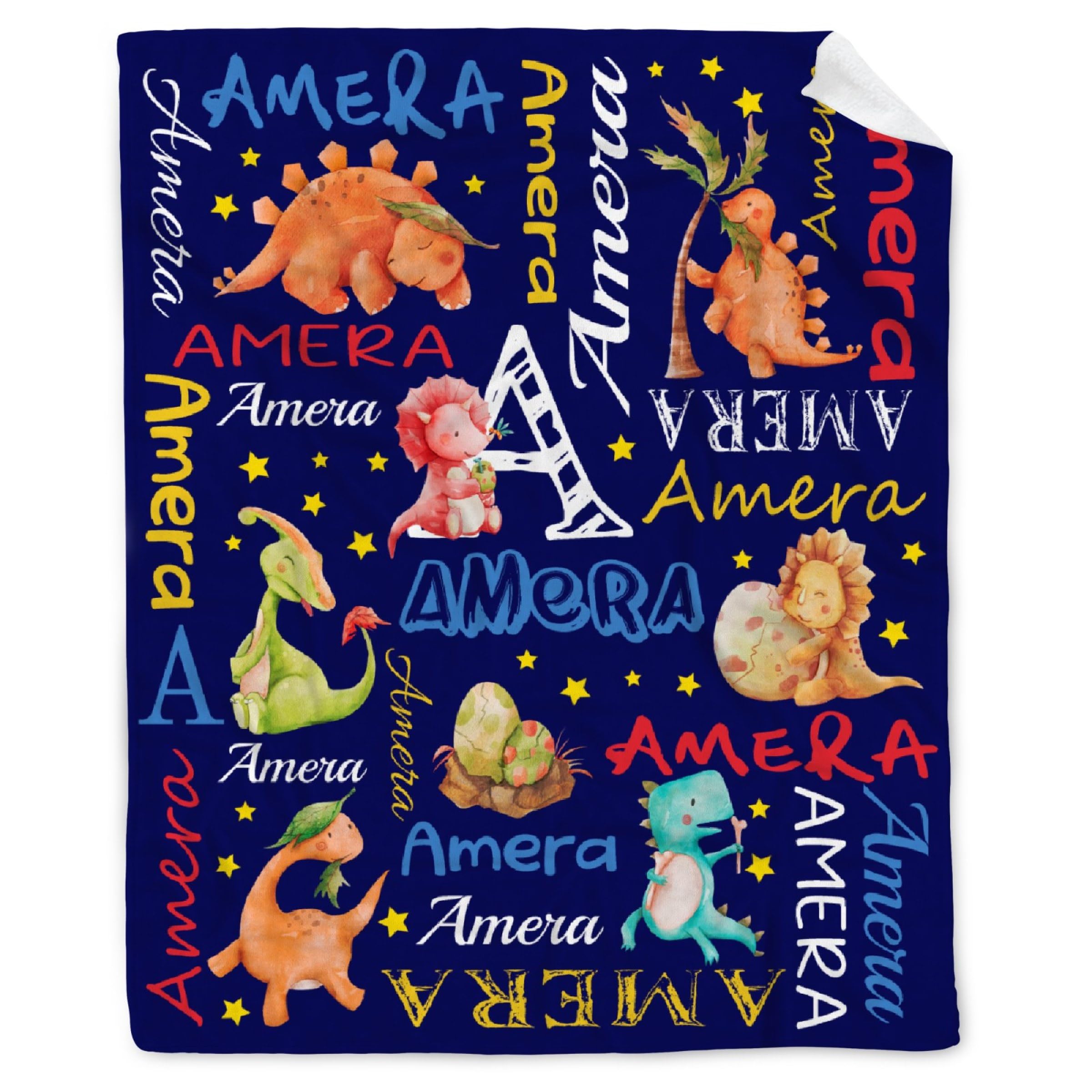 Personalized Dinosaurs Blanket Gift for Boy Girl,Custom Dinosaur Blanket