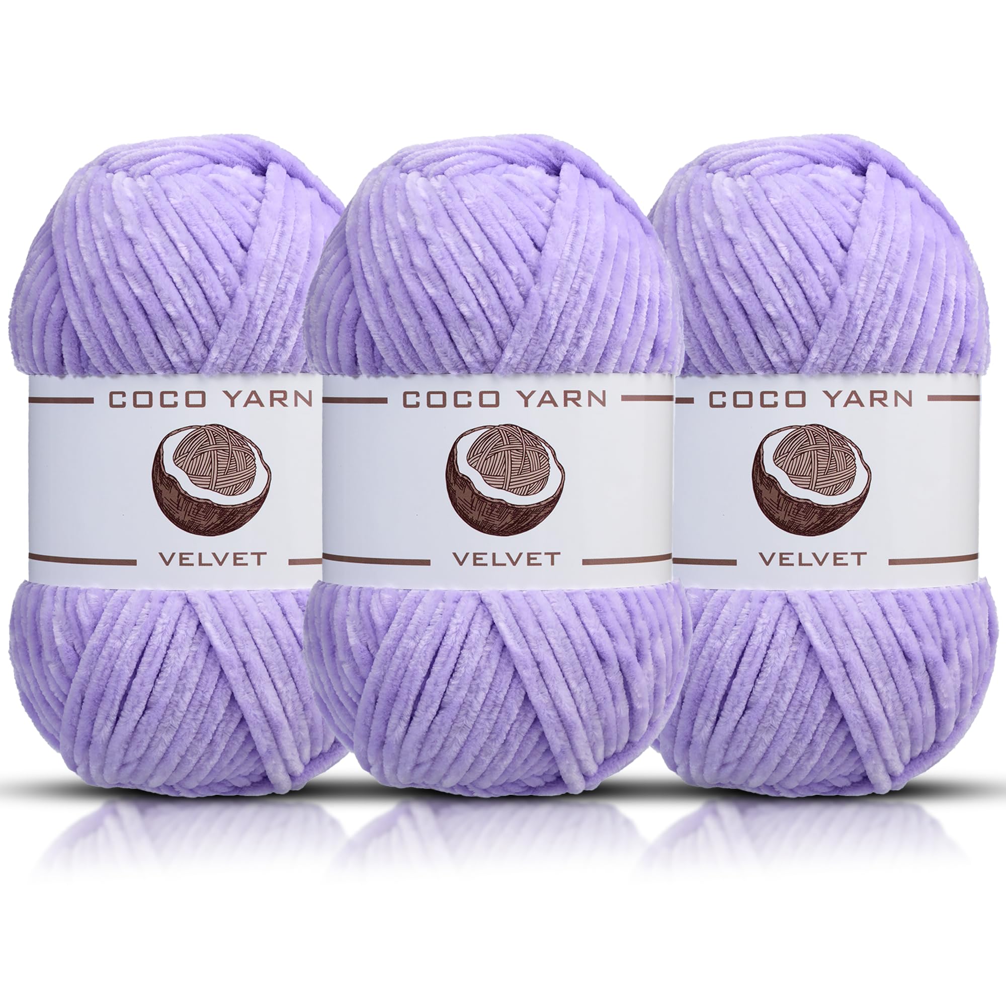 Velvet Yarn for Crocheting – CocoYarn - Chenille Chunky Yarn for Hand Knitting, Fluffy Soft Plush Amigurum Bulky Baby Blanket Yarn for Crochet 100g -131yds (3, Lilac-05)