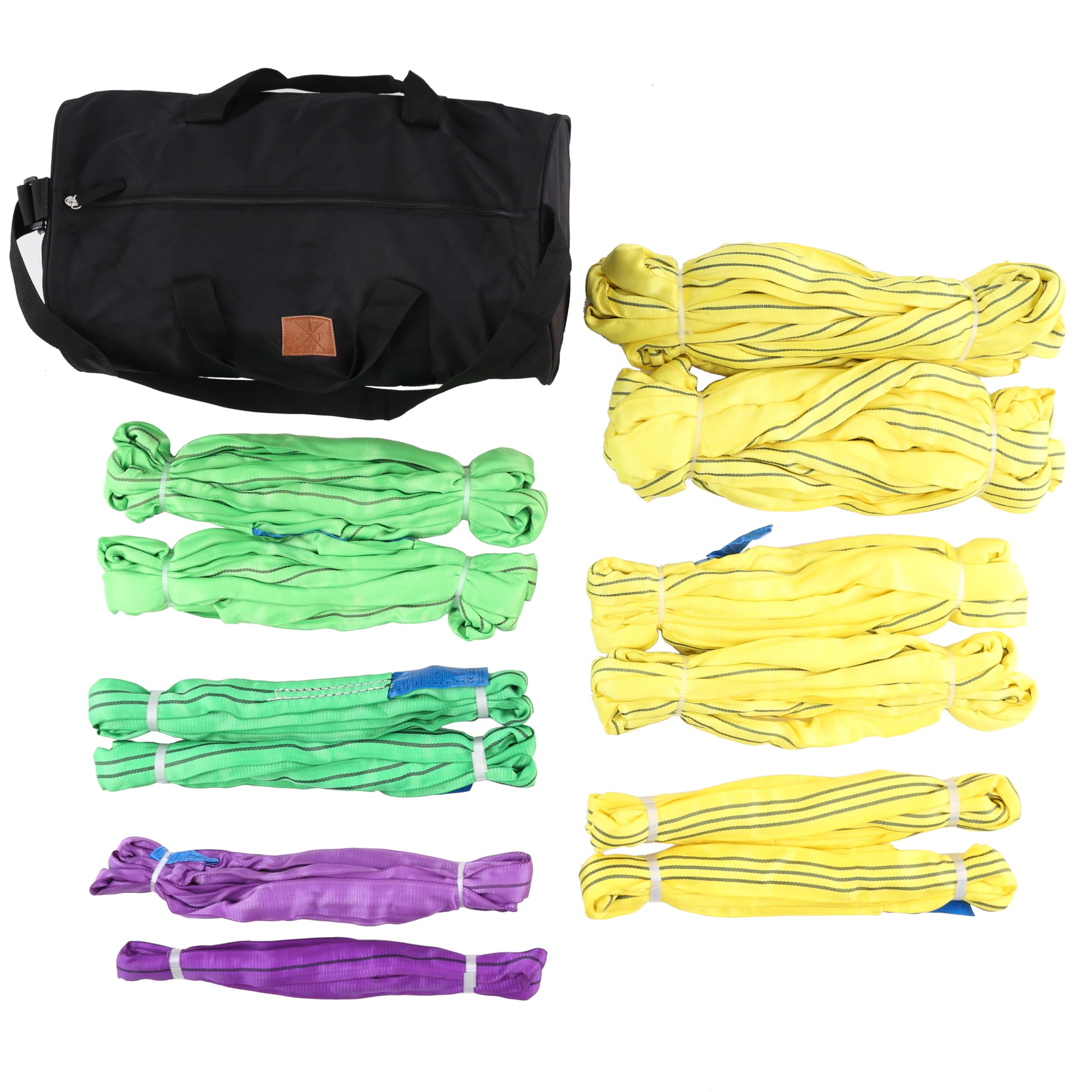 SML Rundschlingen Set 13-teilig - Hebeschlinge 1t, 2t & 3t - Schlupf Set | Inklusive Tasche - 1 m, 2 m & 4 m Nutzlänge - Hochfestes Polyester - Sicherheitsfaktor 7:1 - Geprüft nach DIN EN 1492-2