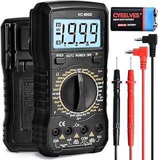 Digital Multimeter, Multifunction Battery Tester, Multi Tester with Contactless Voltage Detection, Backlit LCD Display, Auto-Ranging Tests for Voltage, Current, Resistance, Continuity Frequency, Diode