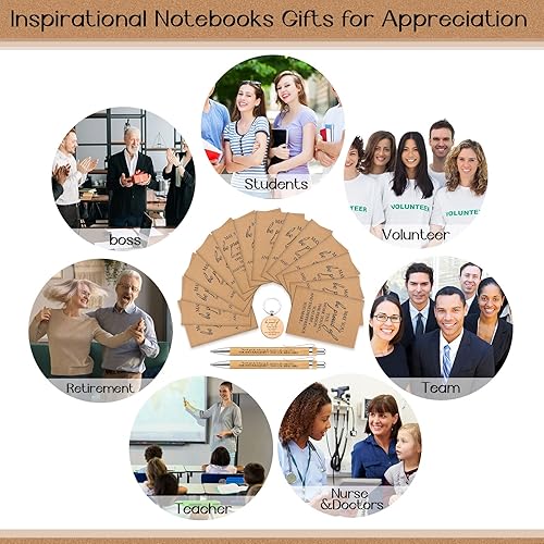 Miniatura 6 de Kosiz Juego de 200 juegos de regalo de agradecimiento de Navidad para empleados profesores, cuadernos de bolsillo de papel de estraza de papel de