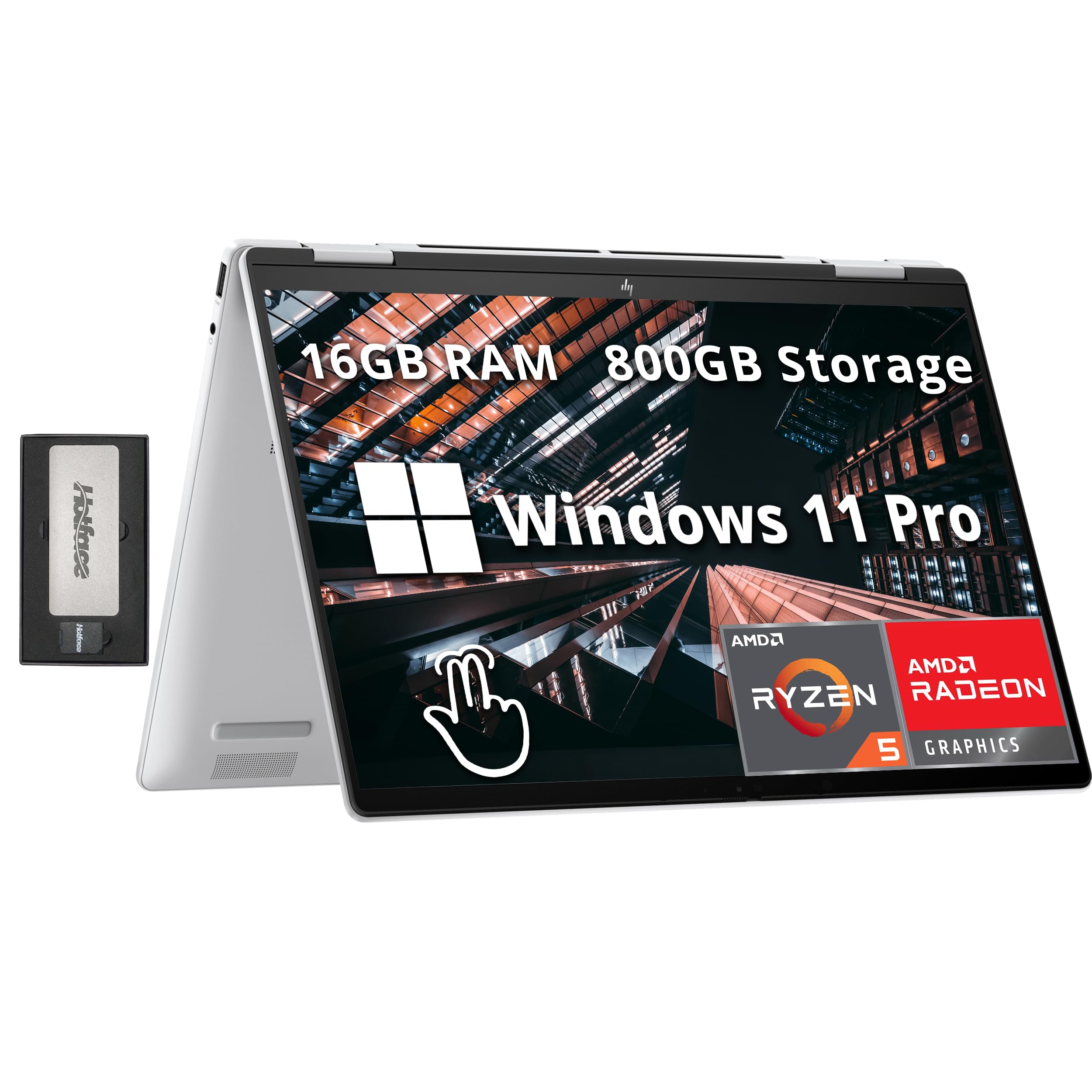 HP Envy x360 2-in-1 14" WUXGA Touchscreen Laptop, AMD Ryzen 5 8640HS, 16GB LPDDR5, 800GB Storage(512GB SSD+288GB Docking Station Set), AMD Radeon Graphics, Backlit Keyboard, Win 11 Pro, Silver