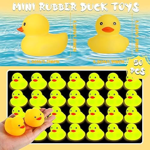 Miniatura 2 de Patos luminosos de goma a granel, juguetes flotantes de baño de bañera de 2.2 pulgadas, mini patos fluorescentes, pato de San Valentín para el