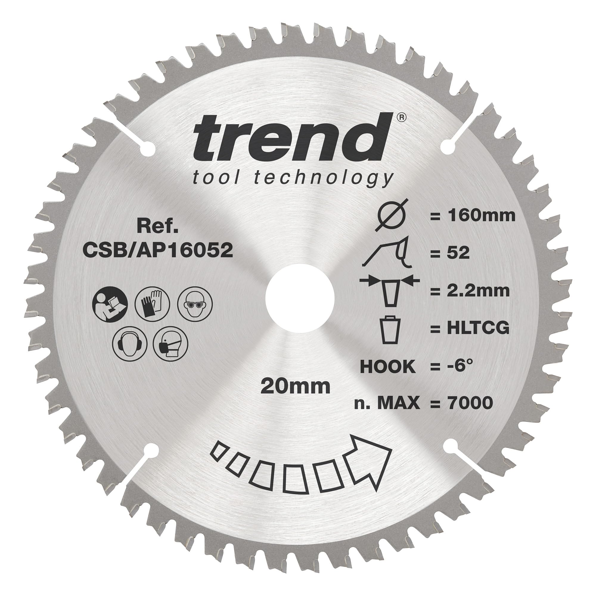 Trend Silver Craft Saw Blade Aluminium And Plastic 160 X 52 Teeth X 20 Pk 1 Csb/Ap16052
