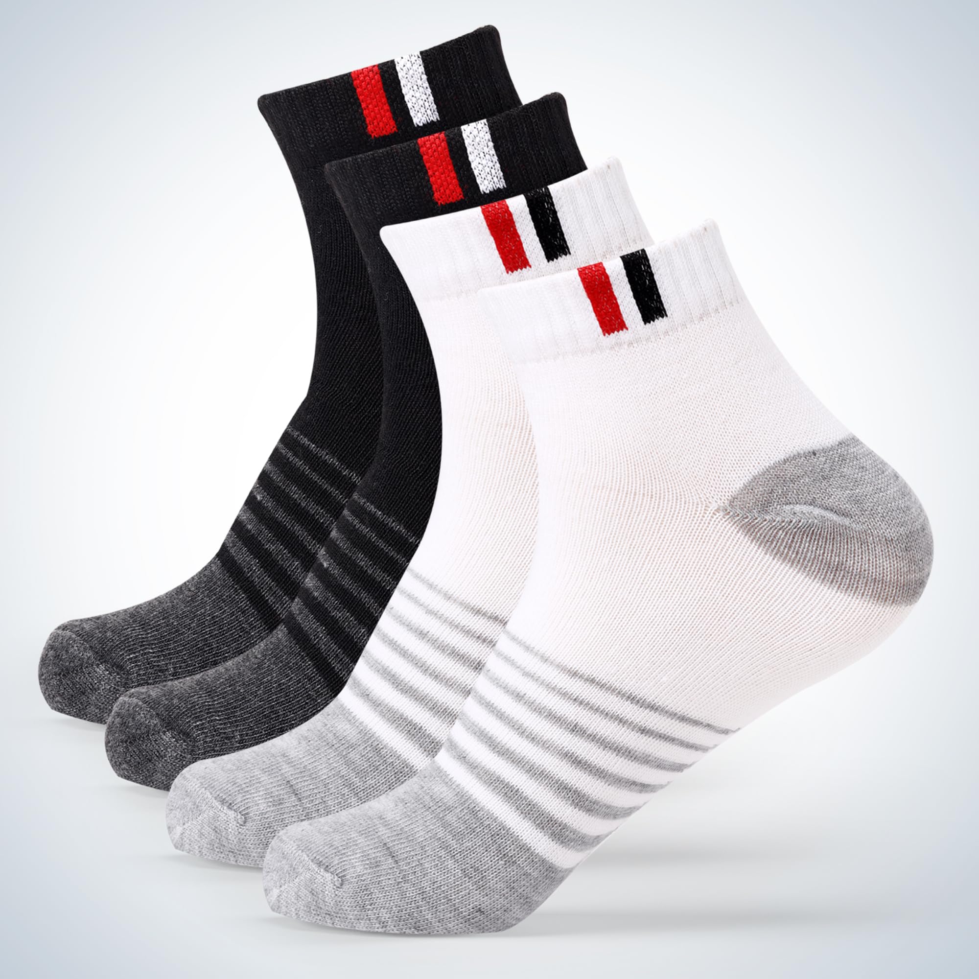 unaar 2 Pair Sports Ankle Cotton Socks | Free Size| Breathable| Daily Use| Multicolor| Odour-Free and Breathable | Padded Base and Anti-bacterial-picture-43