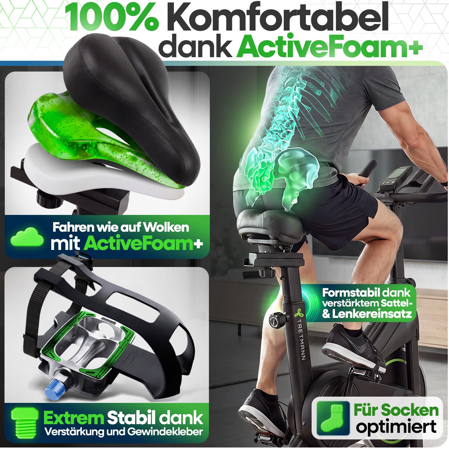 NEU Tretmann Heimtrainer Fahrrad 200 kg belastbar + APP - extra bequem