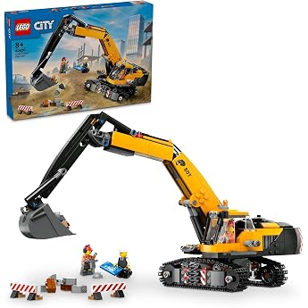 LEGO City Yellow Excavator Toy, Building Blocks, Birthday Present, For Boys and Girls, Children, Ages 8 to 10, Mini Car, 6042