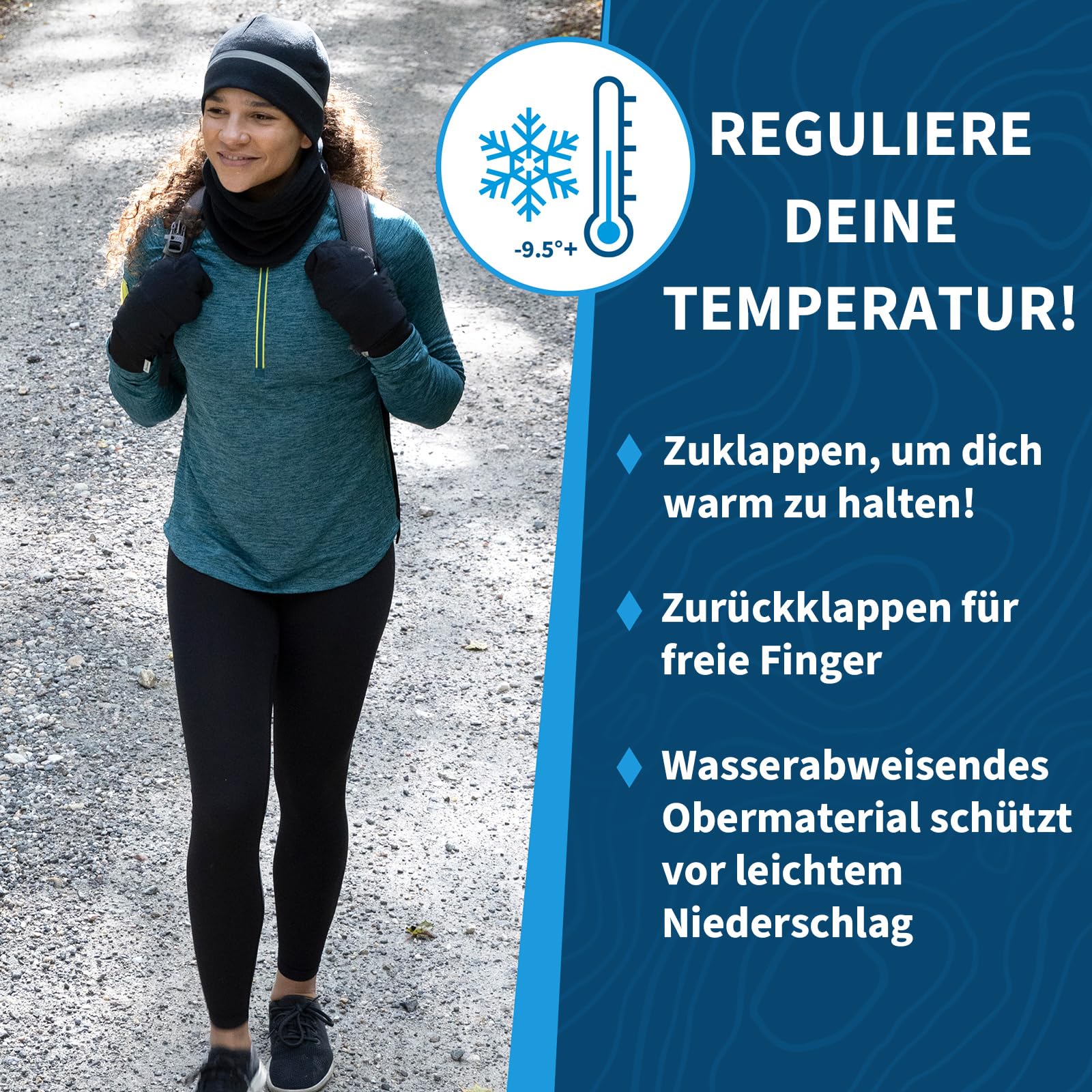TrailHeads Isolierte wandelbare Fäustlinge für Damen – Winter Laufhandschuhe - schwarz