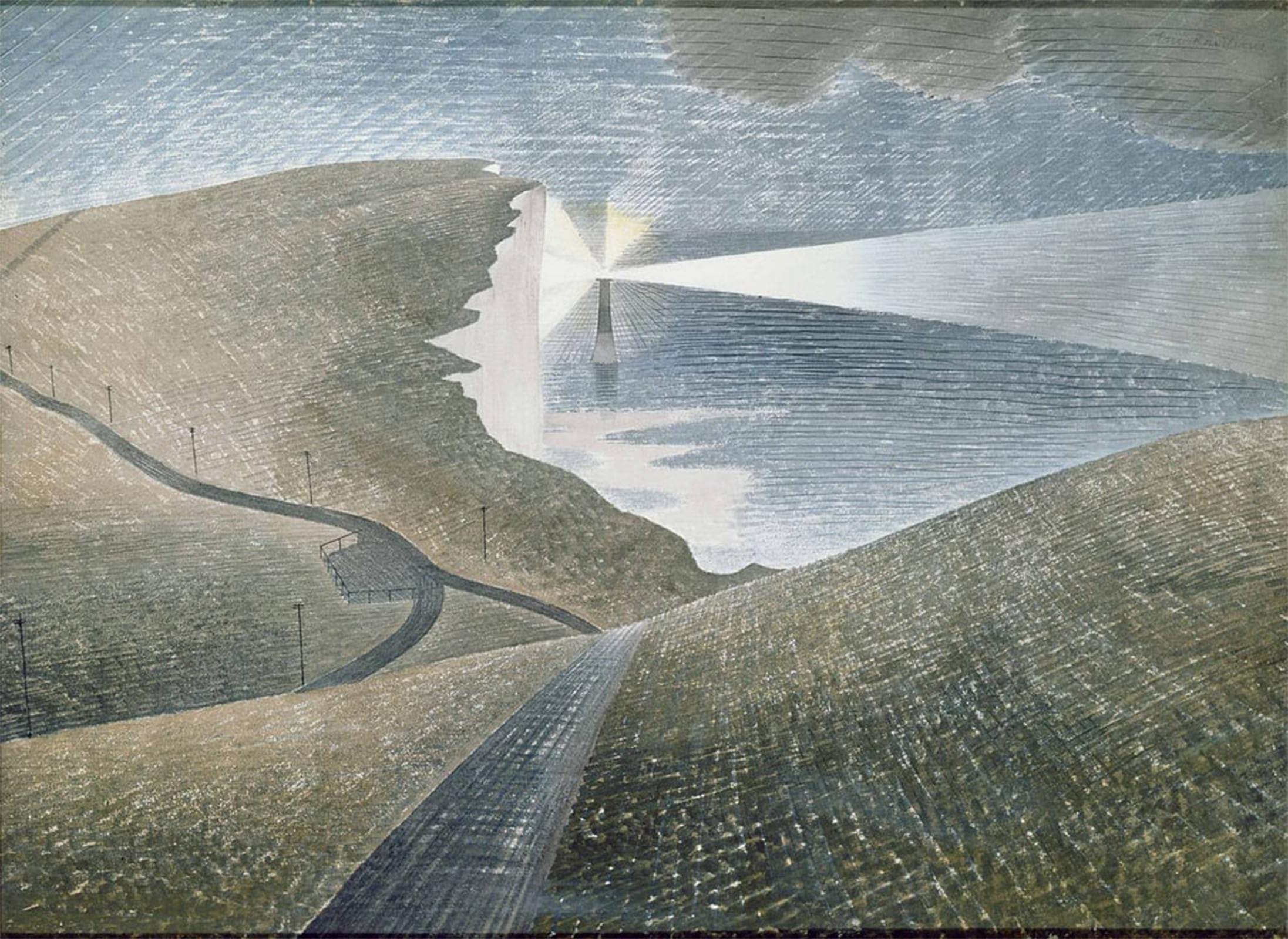 Serendipitp No Frame Retro Picture Poster Wall Art Pictures Painting Beachy Head By Eric Ravilious Wall Art Canvas Print For Wall Decor 60X90cm