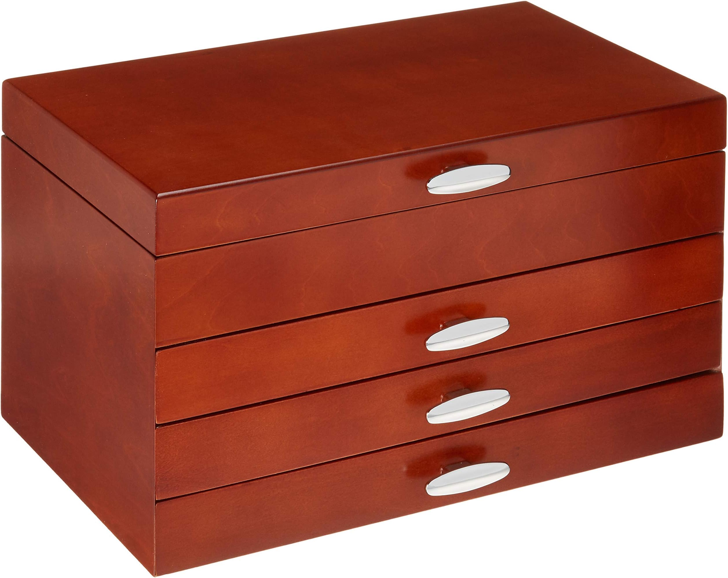 The Heidelberg Jewelry Watch Box, Fabric, Mahogany