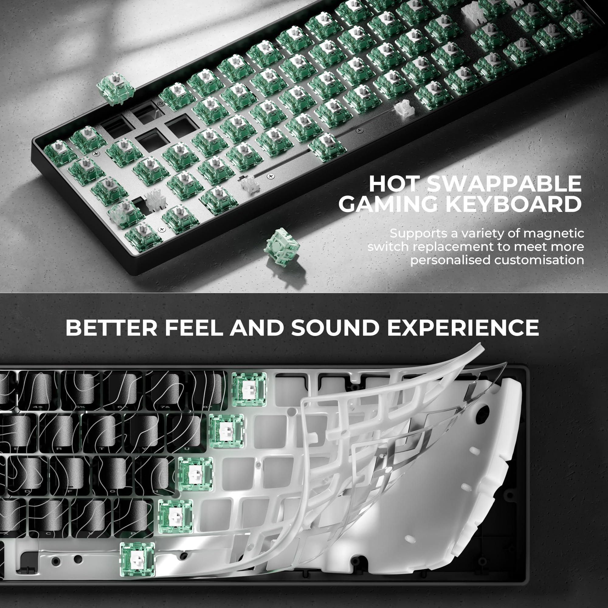 x XVX HE68 Pro Rapid Trigger Keyboard 60% Percent,Hall Effect Keyboard with Gateron Magnetic Jade Pro Switch,CNC Aluminum Frame Topographic Custom Mechanical Key Board for PC/Laptop/Xbox/PS4/PS5,Black