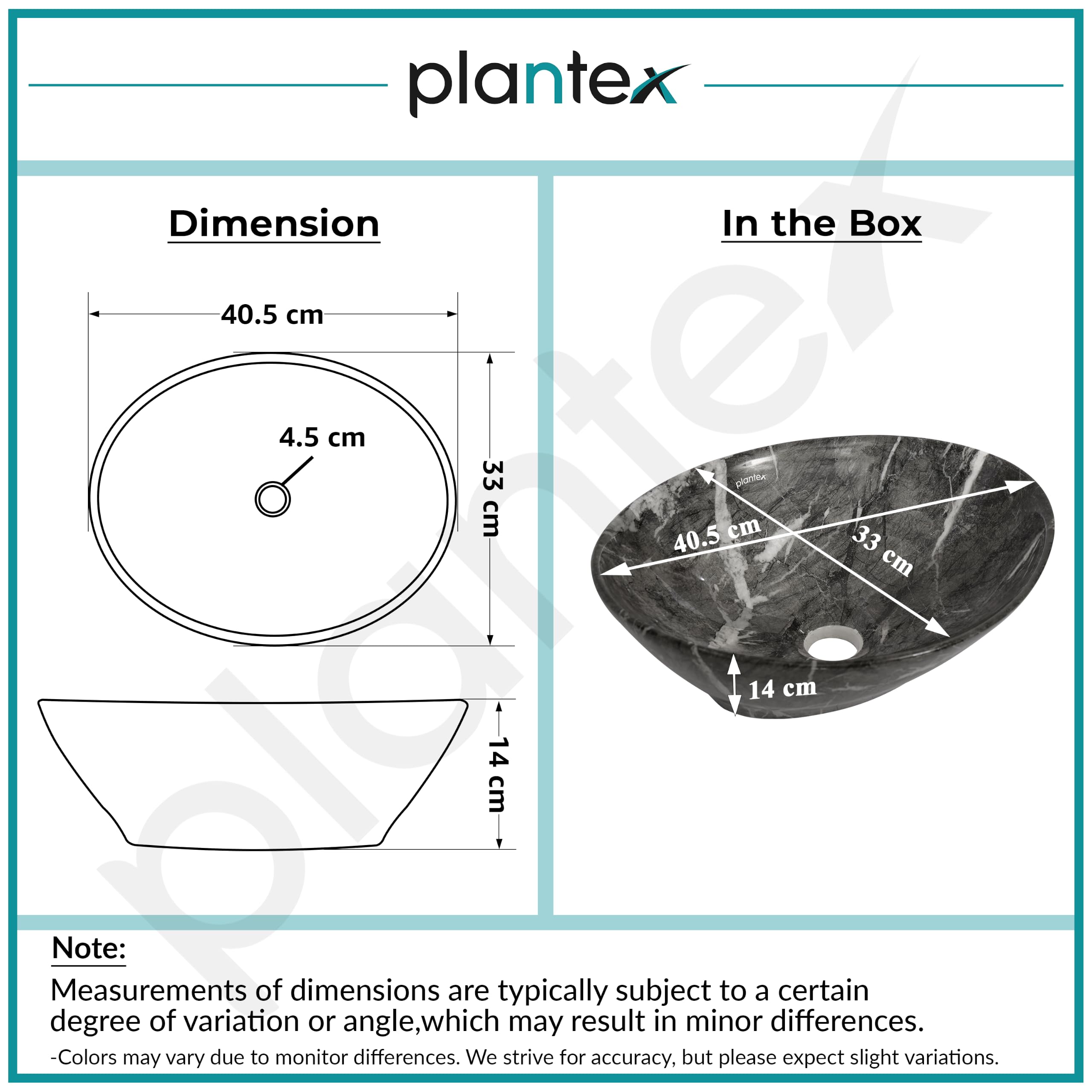 Plantex Ceramic Wash Basin for Bathroom/Table Top Ceramic Basin/Washbasin for Bathroom (BOAT-NS-551-Marble Finish, 16 x 13 x 5.5 Inch) 1