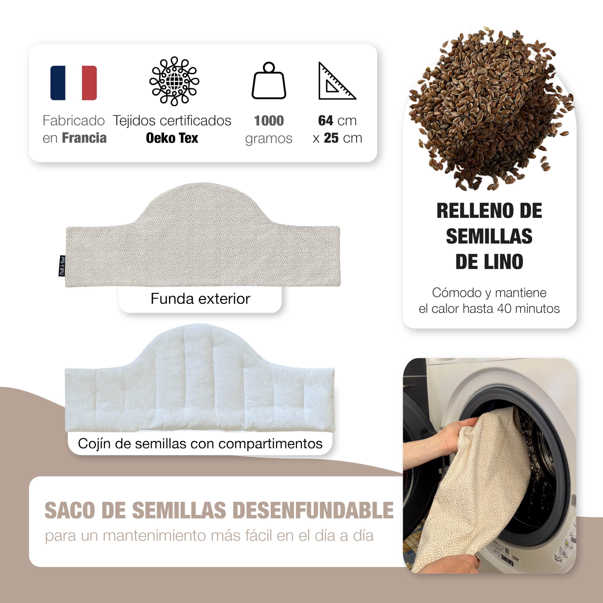 Saco de semillas para microondas Chill&Rest Naturelle Beige