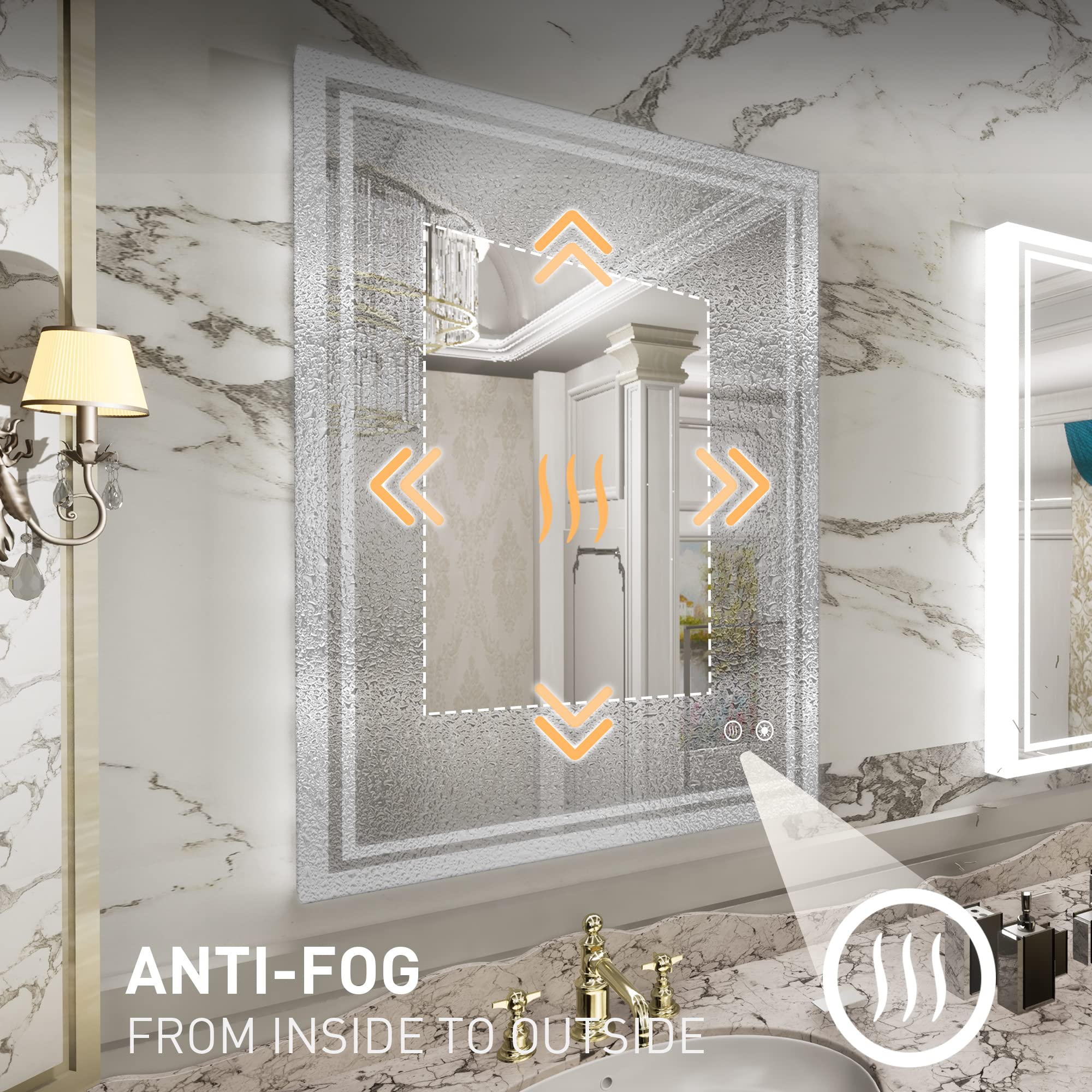 TokeShimi 20 x 28 Inch LED Lighted Bathroom Mirror Backlit Mirror with Lights Anti-Fog Dimmable Wall Mounted Makeup Mirror with with Front Lights & Backlight(Horizontal&Vertical)