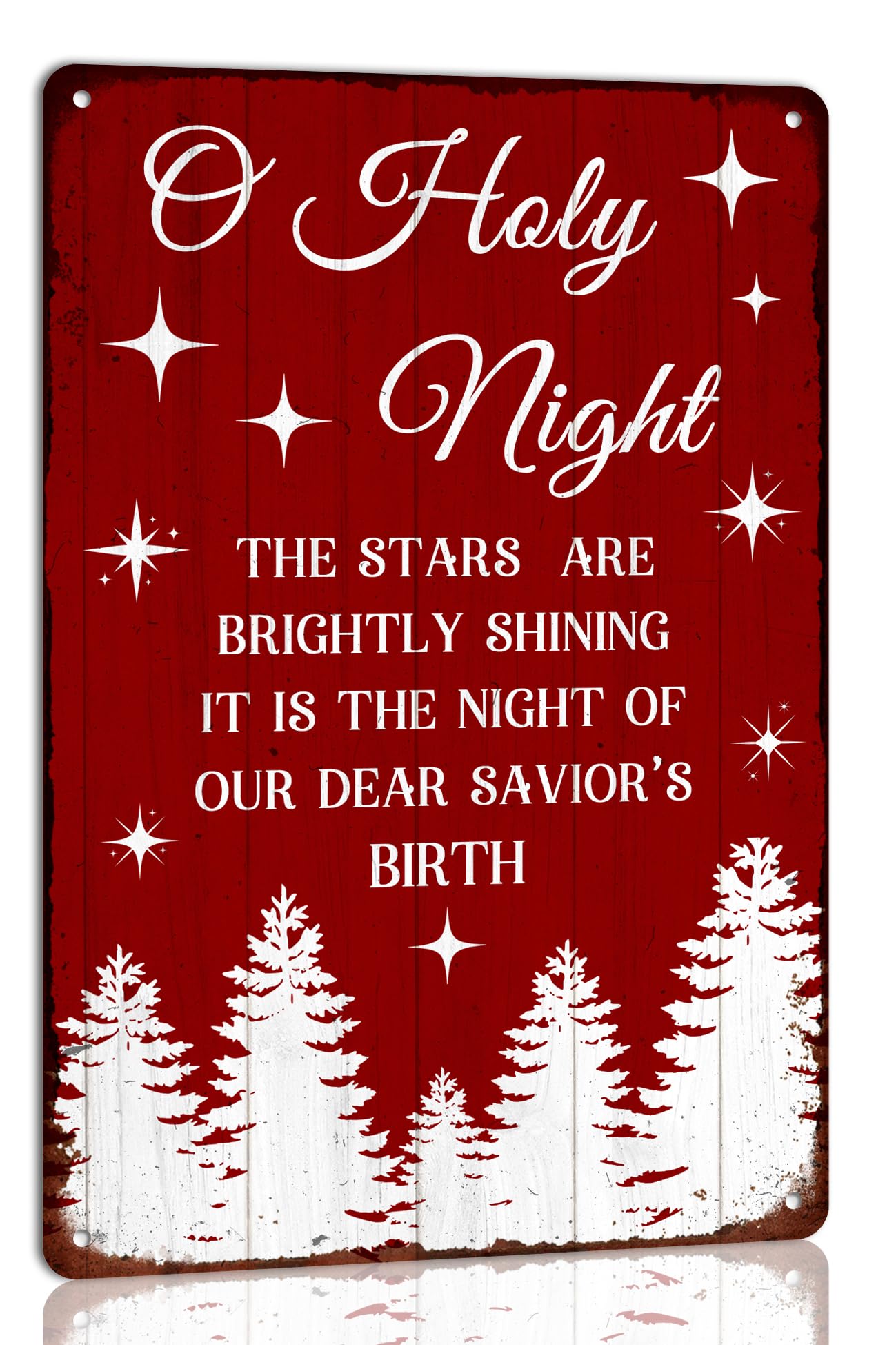 SMAZDFXX Holy Christmas Night Christmas Retro Metal Tin Sign Wall Decor for Kitchen Cafe Bar Home Vintage Farmhouse Winter Decoration Plaque Christmas Art 8"x12"