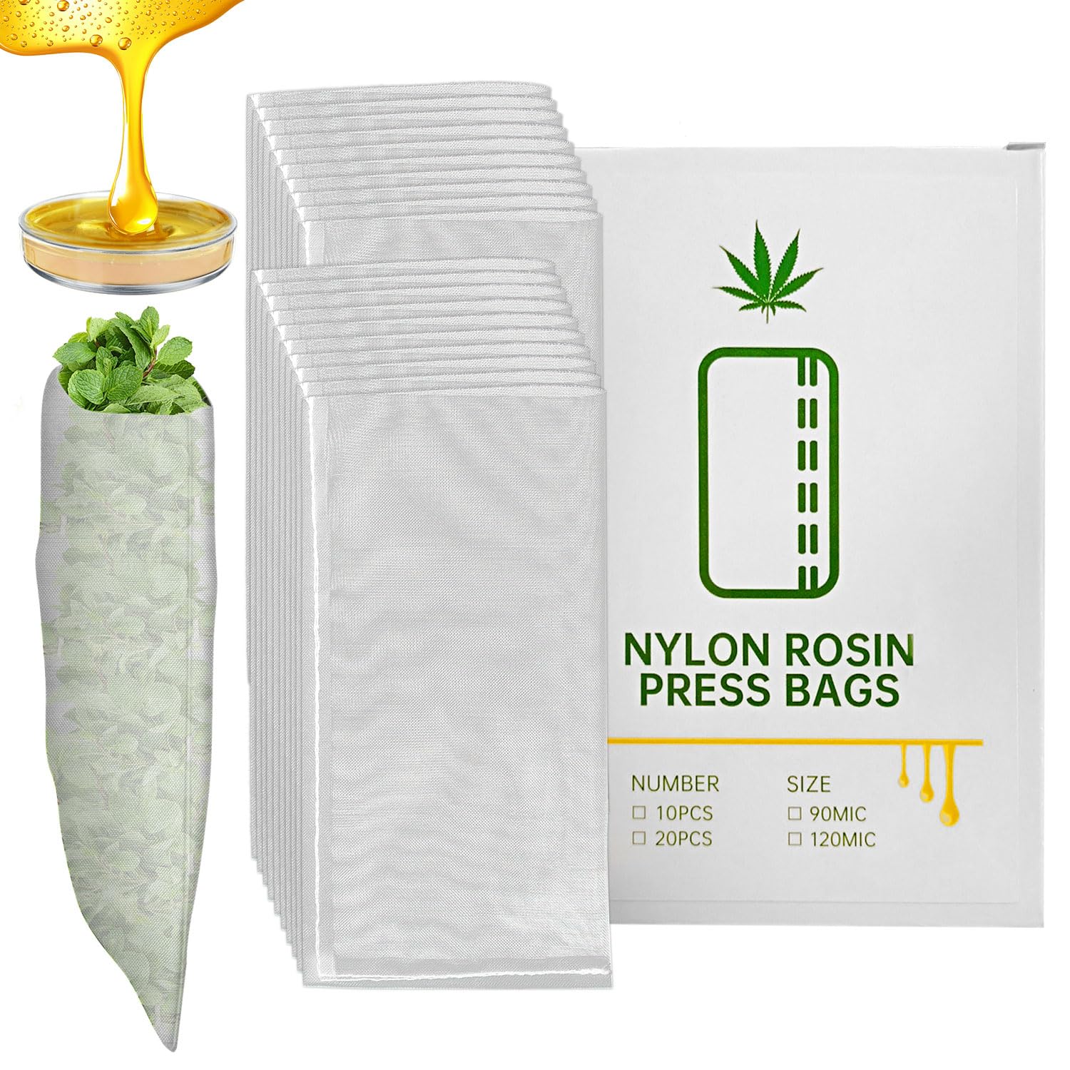 Bolsas de prensa de resina de Nylon 5x10cm - Doble costura, filtro de malla de alta resistencia para extracción de aceite