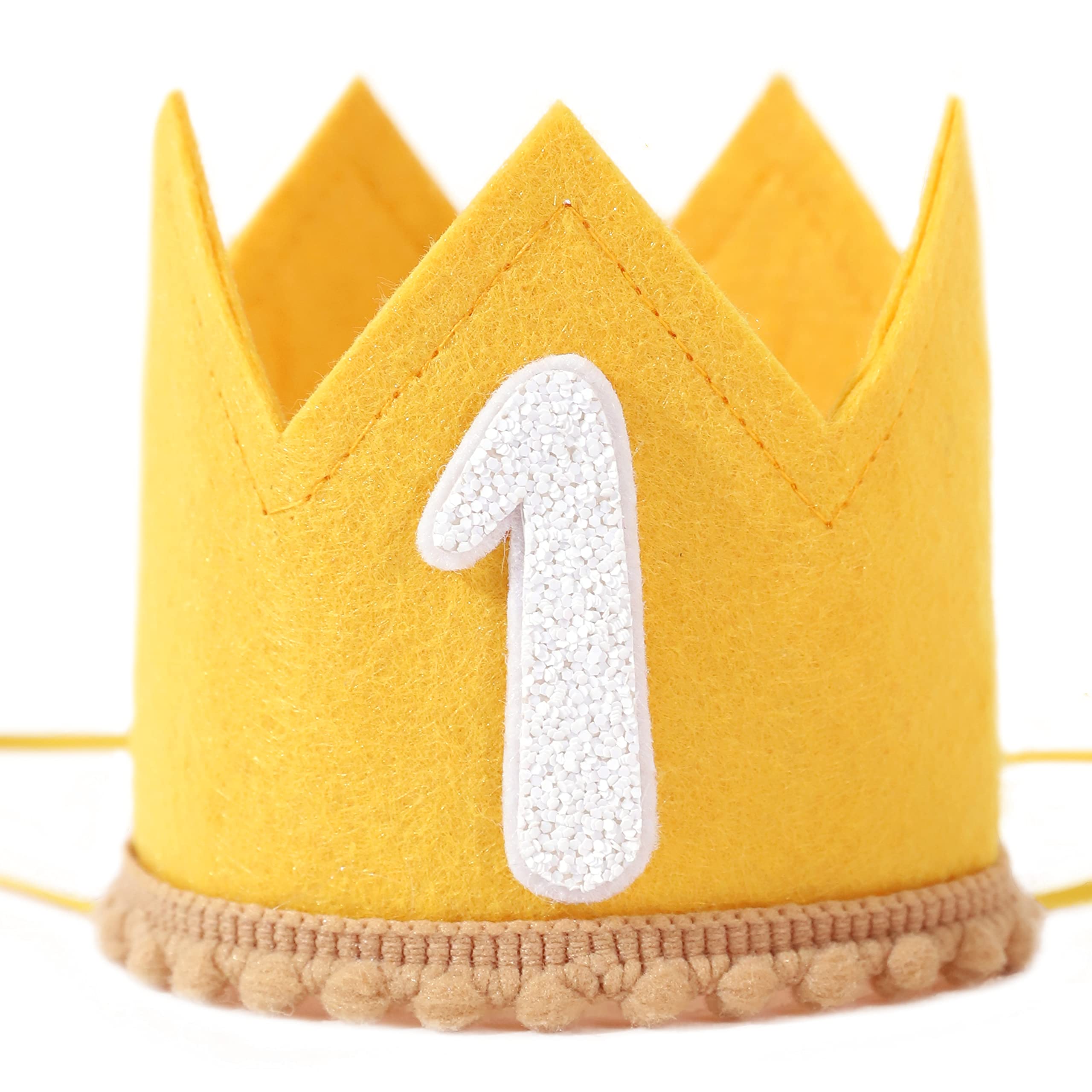 1st Birthday Crown - Yellow First Birthday Hat for Baby Girls/Boys Party Decorations and Supplies