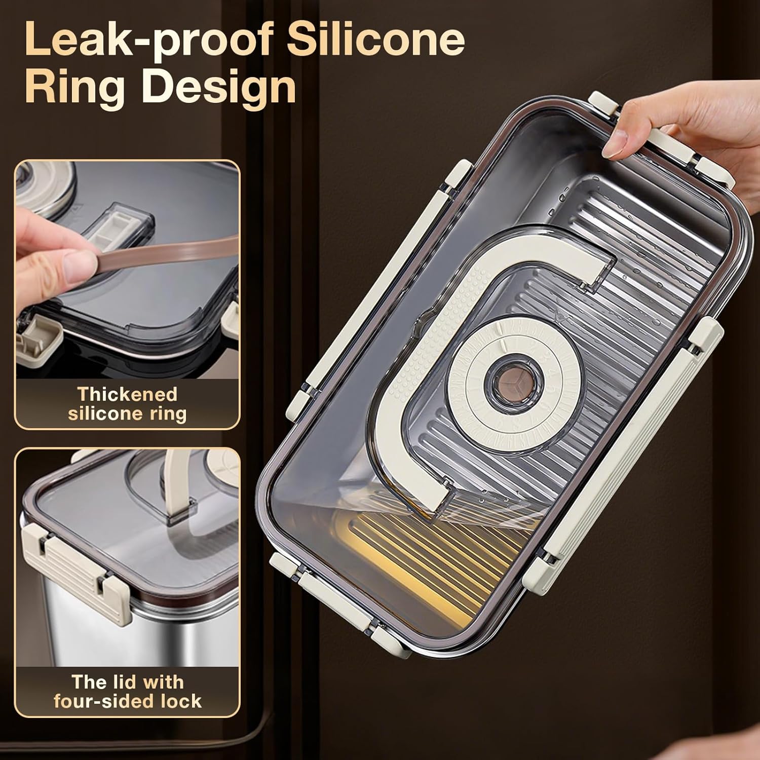 Stainless Steel Bread Box with Handle - a sealed bread storage container featuring a sealed lid and a handle, suitable for time-recording storage. This bread box is ideal for preserving kitchen food - Image 6