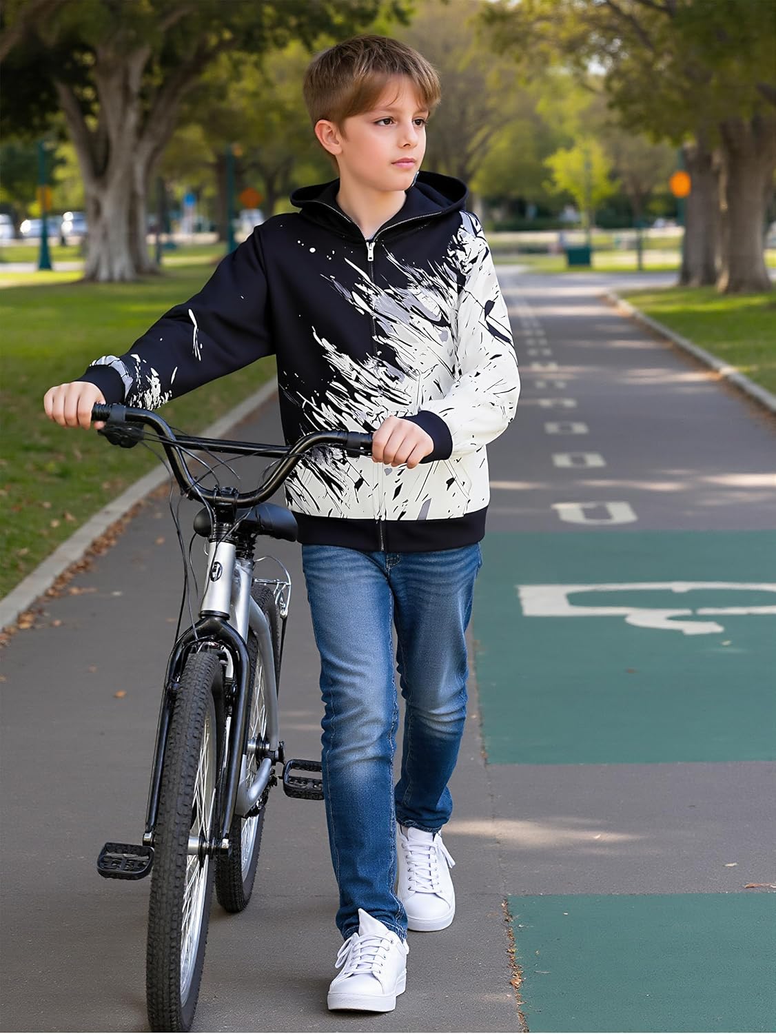 uideazone Boys Girls Zip Up Hoodies 3D Graphic Hooded Sweatshirts Hoody Coat with Pockets for Kids 6-14T - Image 7