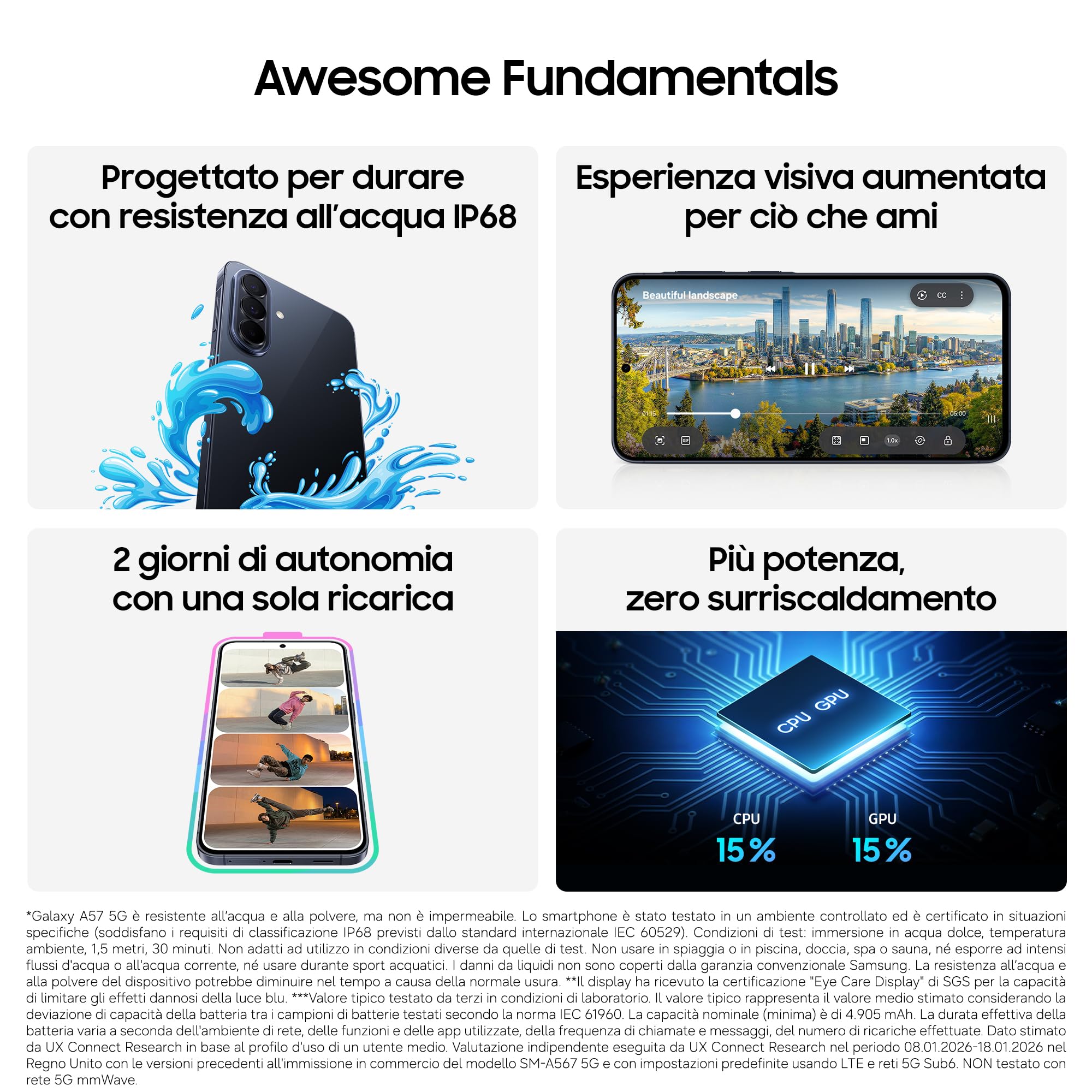 Samsung Galaxy A57 5G, 256GB, 3 anni di Garanzia, Smartphone sottile, Cerchia e Cerca, Gomma Oggetto, Volto Migliore, Tripla Camera, IP68, 5.000 mAh, Awesome Navy [Versione Italiana]