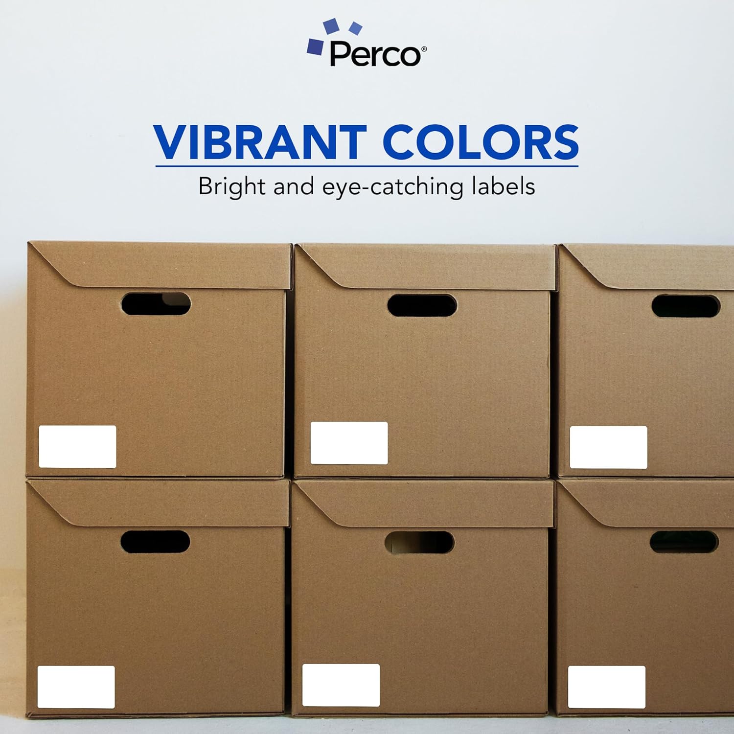 Perco White Labels 3x5 Inch 500 Stickers/Roll with Easy Peel Perforation and Strong Adhesion for Inventory Management, Color Coding, Moving Boxes, Retail, Organizing & Crafts – Made in USA