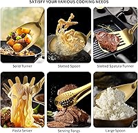 Vista 3 de 304 Stainlss Steel Matte Kitchen Utensils Set, 12 Pcs Long Metal Cooking Utensil Gadgets Tools Set with Spatula, Ladle, Spoon, Ladle, Skimmer