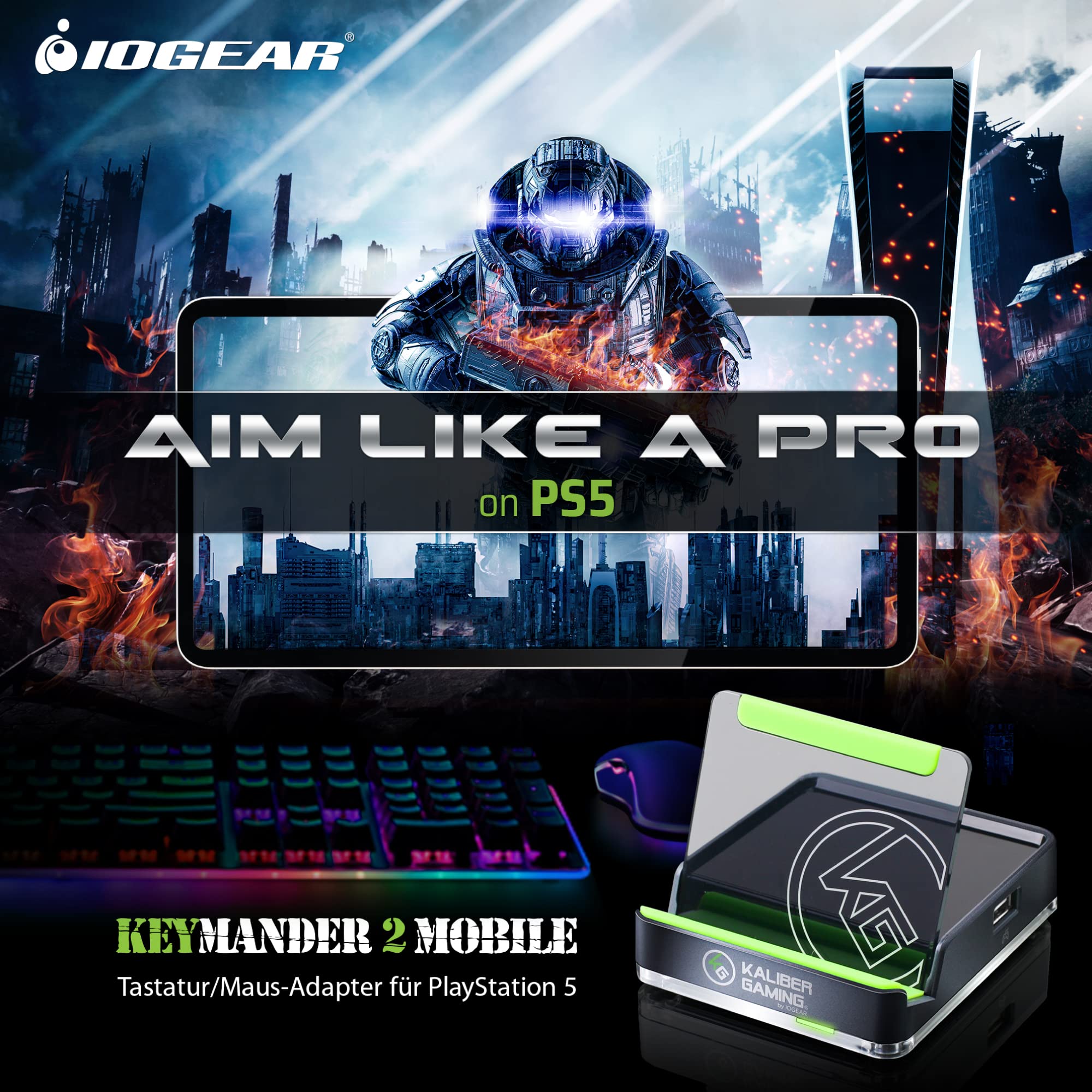 IOGEAR KeyMander 2- Mobile, Adapter für PS5 Tastatur und Maus, Handy, kompatibel mit PS5 Remote Play, iPhone, iPad, Apple TV, PS4, Xbox Series X|S, Konfigurierbar mit Mobilgerät (Android, iOS)