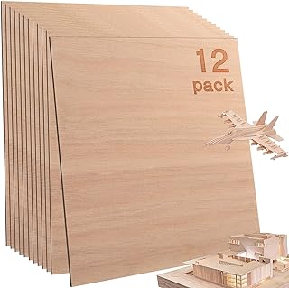 12 Pcs Mahogany Plywood Sheets,12 x 12 x 1/8 Inch - 3mm Thick Mahogany Unfinished Wood for Crafts Laser Cutting & Engraving, School DIY Projects, Painting, Fretwork, CNC Cutting, and Wood Burning
